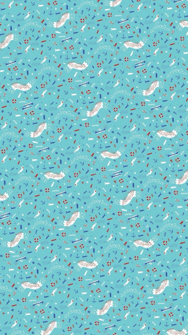 750x1334 Ocean Theme Blue Pattern iPhone 6 .
