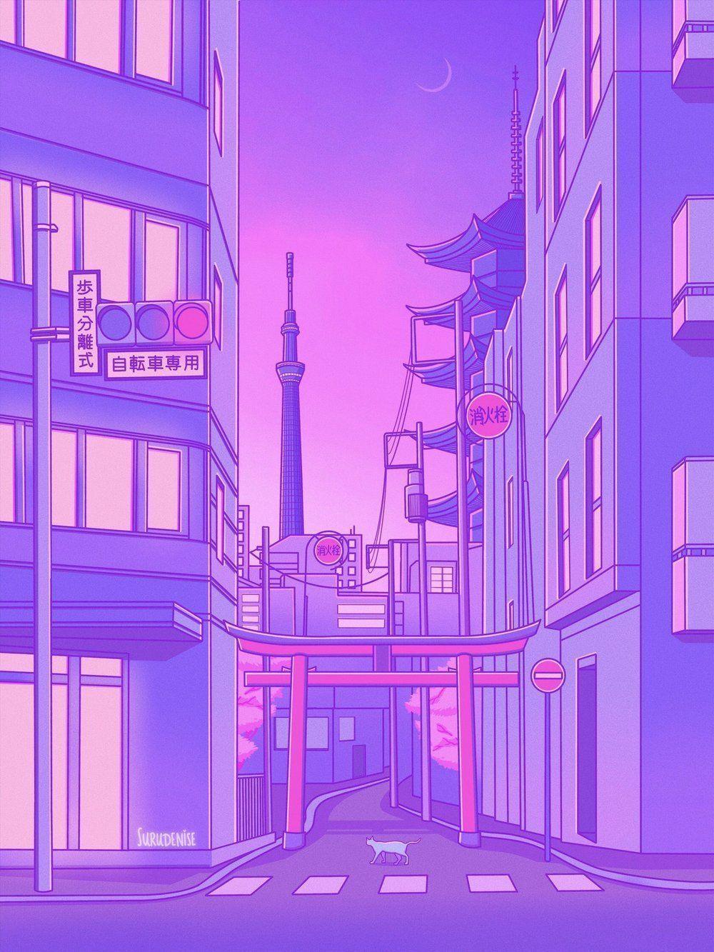 1000x1333 Anime Purple City Aesthetic Wallpaper .novocom.top