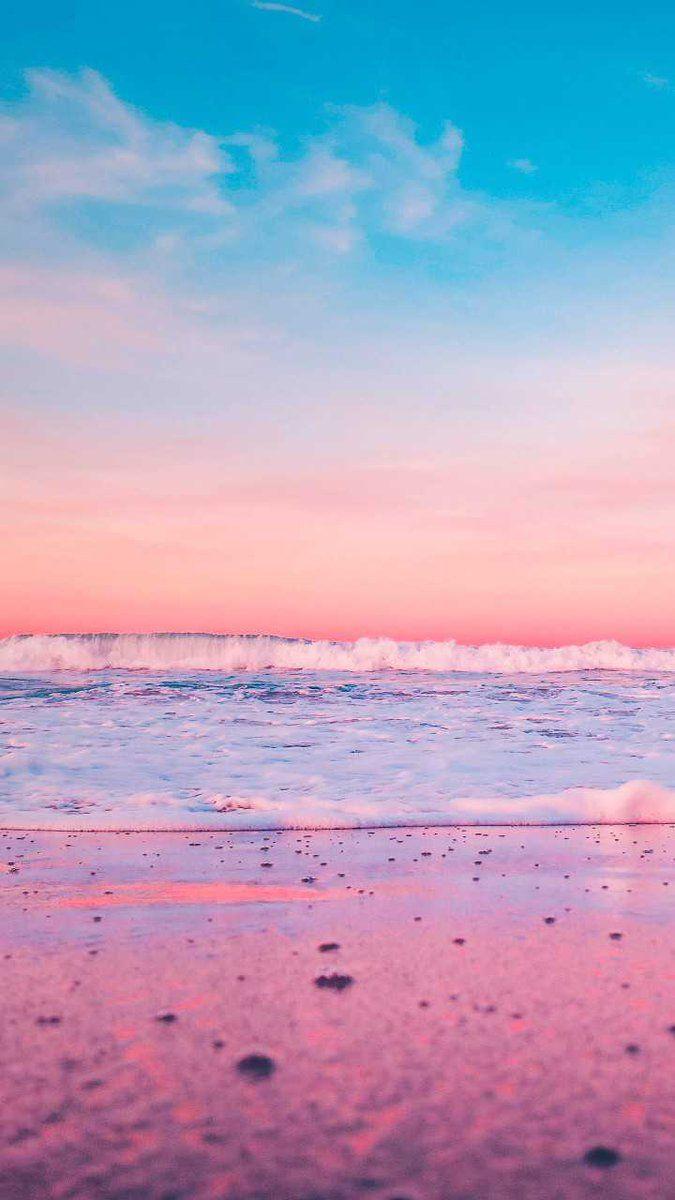 675x1200 Beach Wallpaper Pink
