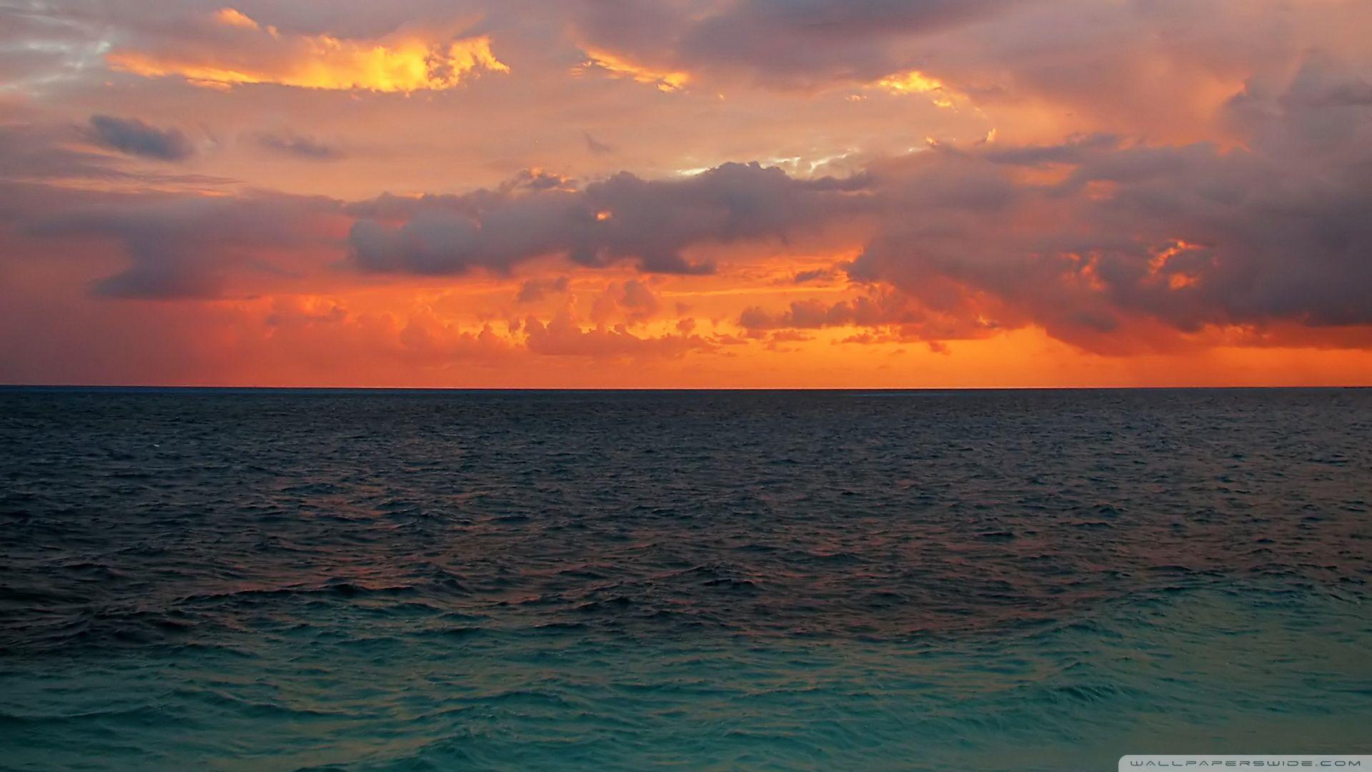 1920x1080 Download Orange Sky Beach Wallpaper .