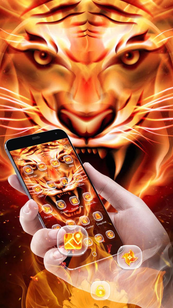 720x1280 Fire Tiger Wallpaper for Android .