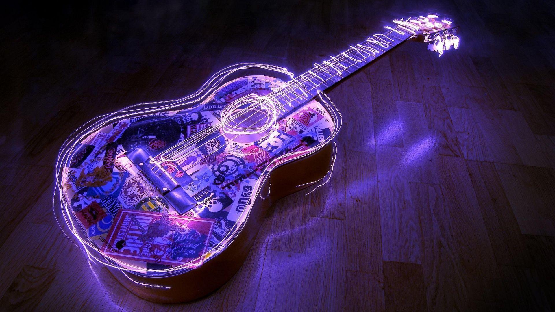 1920x1080 HD Neon Lights Guitar Wallpaper .wallpaper