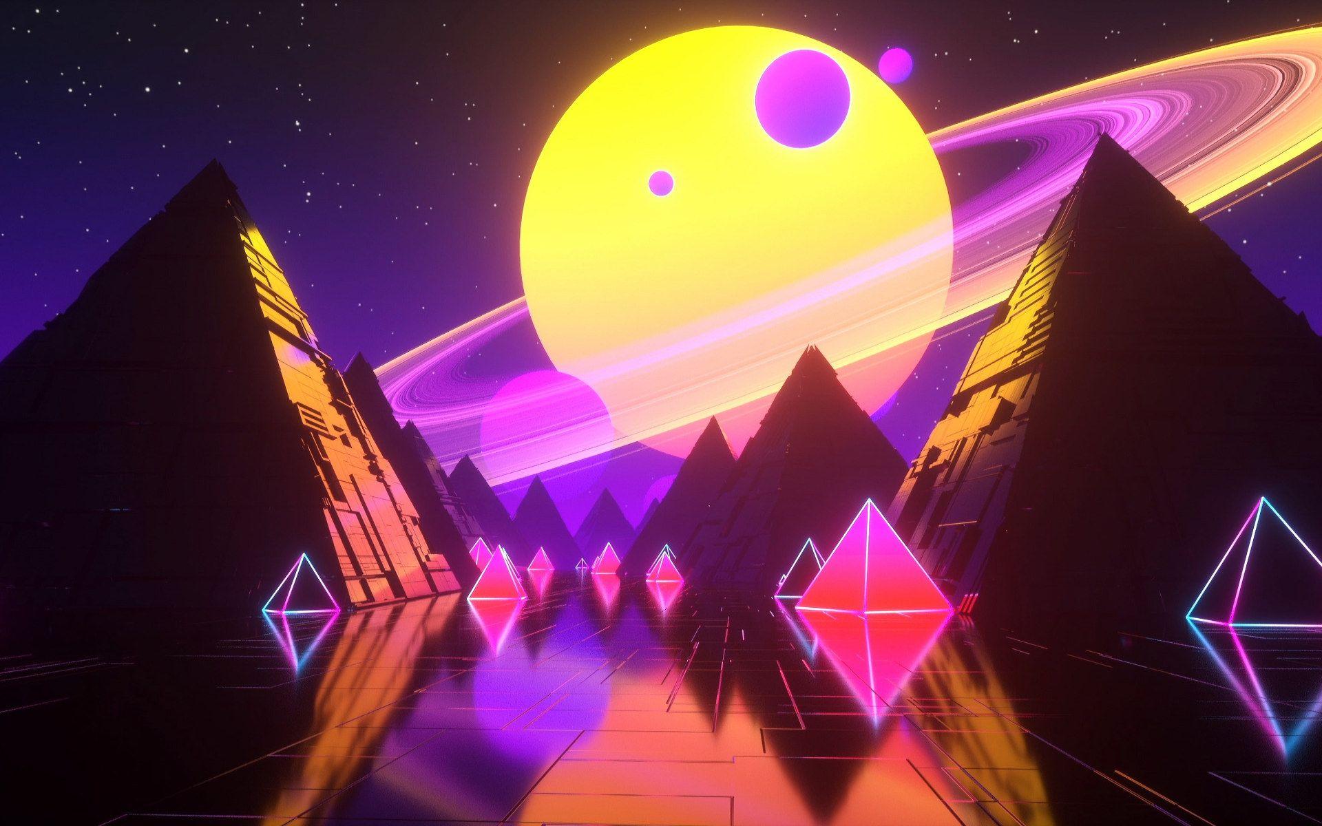 1920x1200 Music, Stars, Planet, Space, Pyramid .