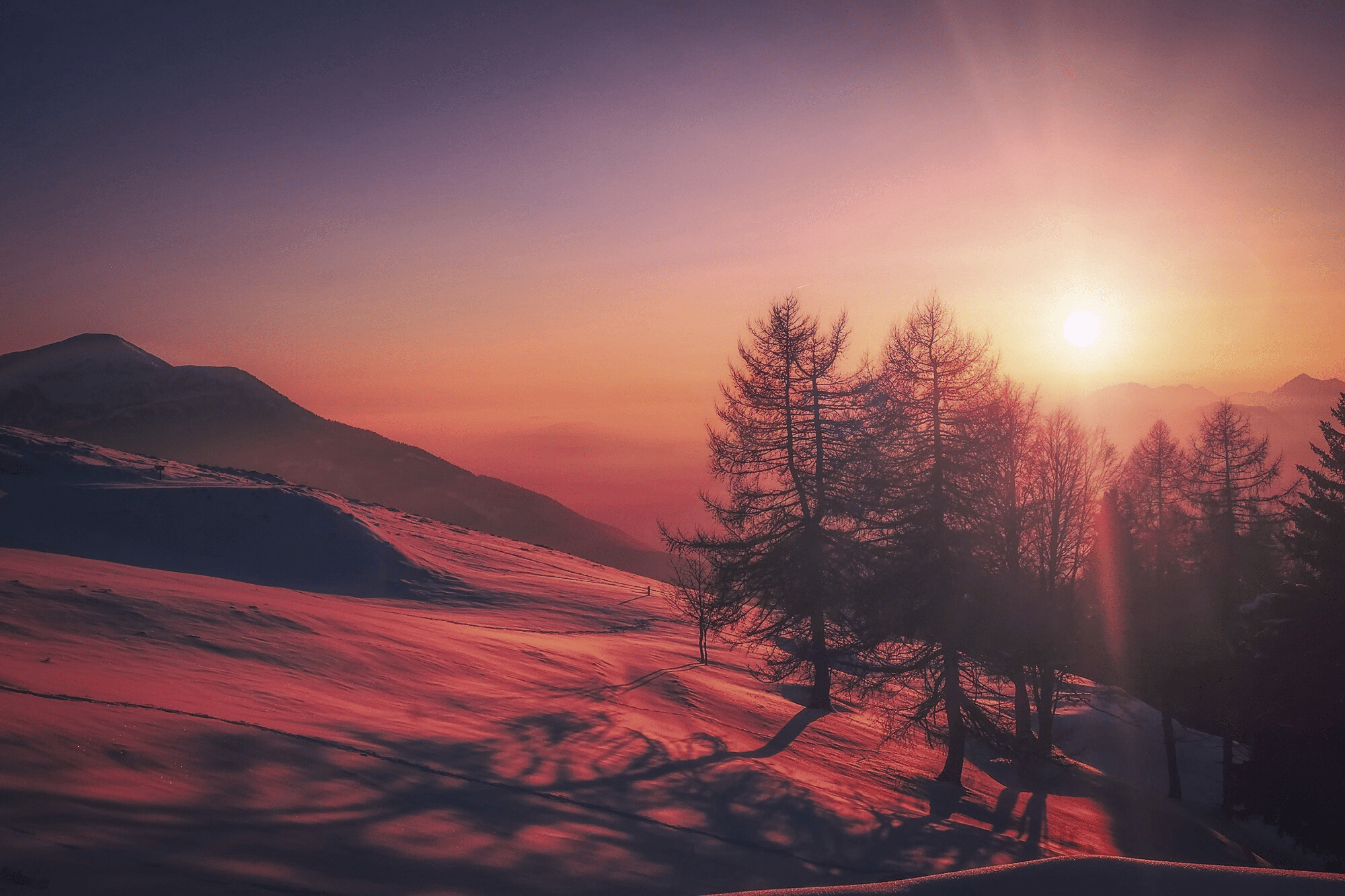 6000x3999 red sky snow mountains sunrise .com