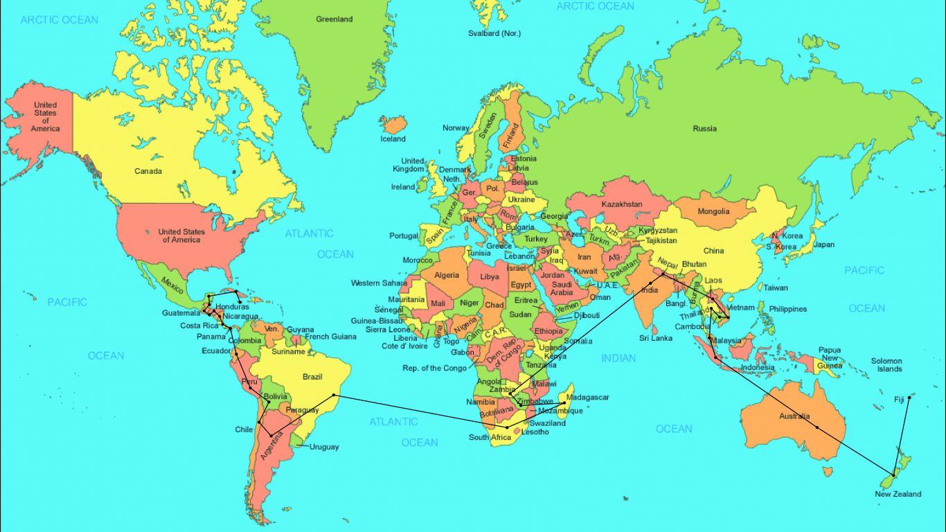 1366x768 World Map Desktop Wallpaper World Map .