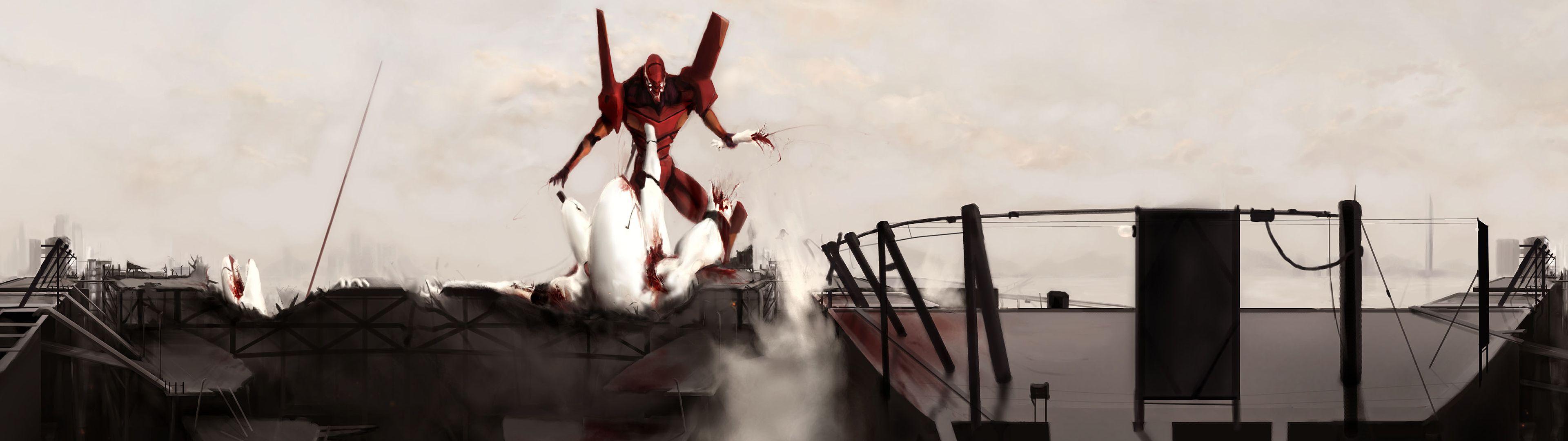 3840x1080 Dual Screen Eva Unit Wallpaperx1080