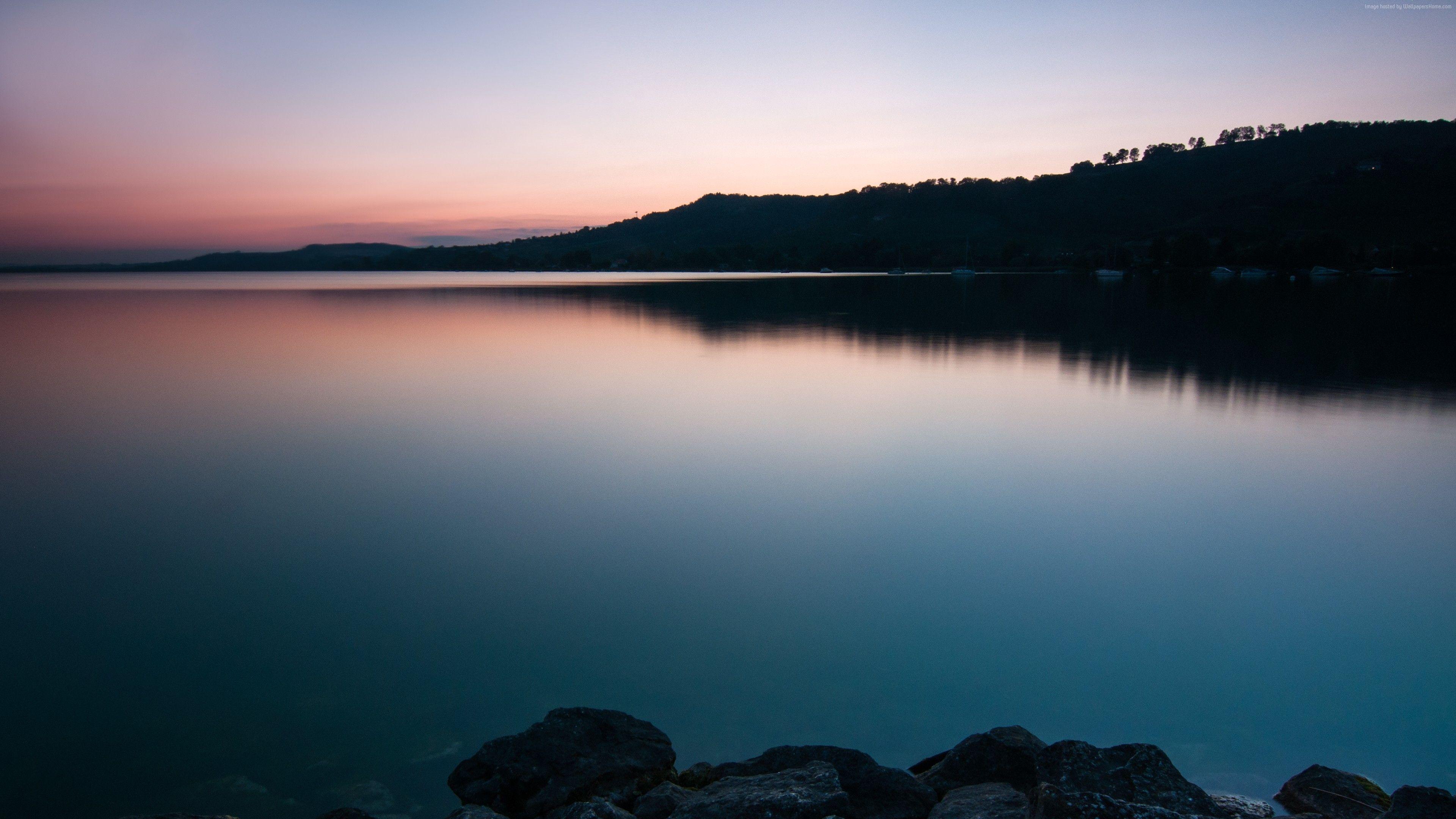3840x2160 Desktop Wallpaper Lake Morat, Sunrise .