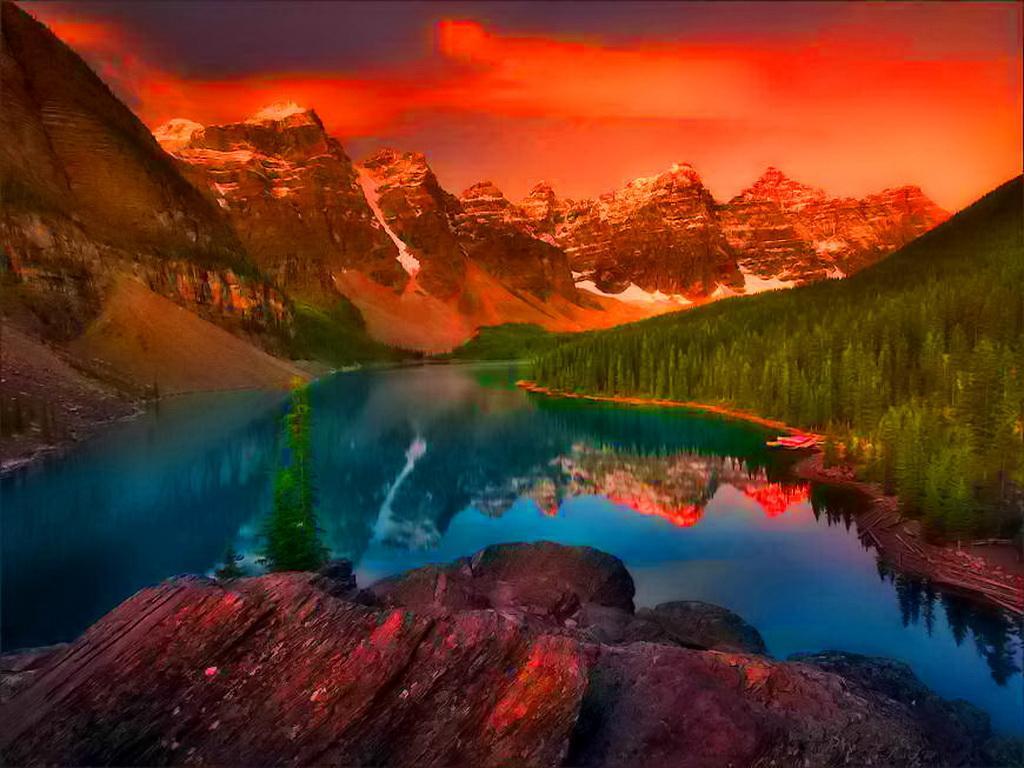 1024x768 Moraine Lake Sunrise Wallpaper .