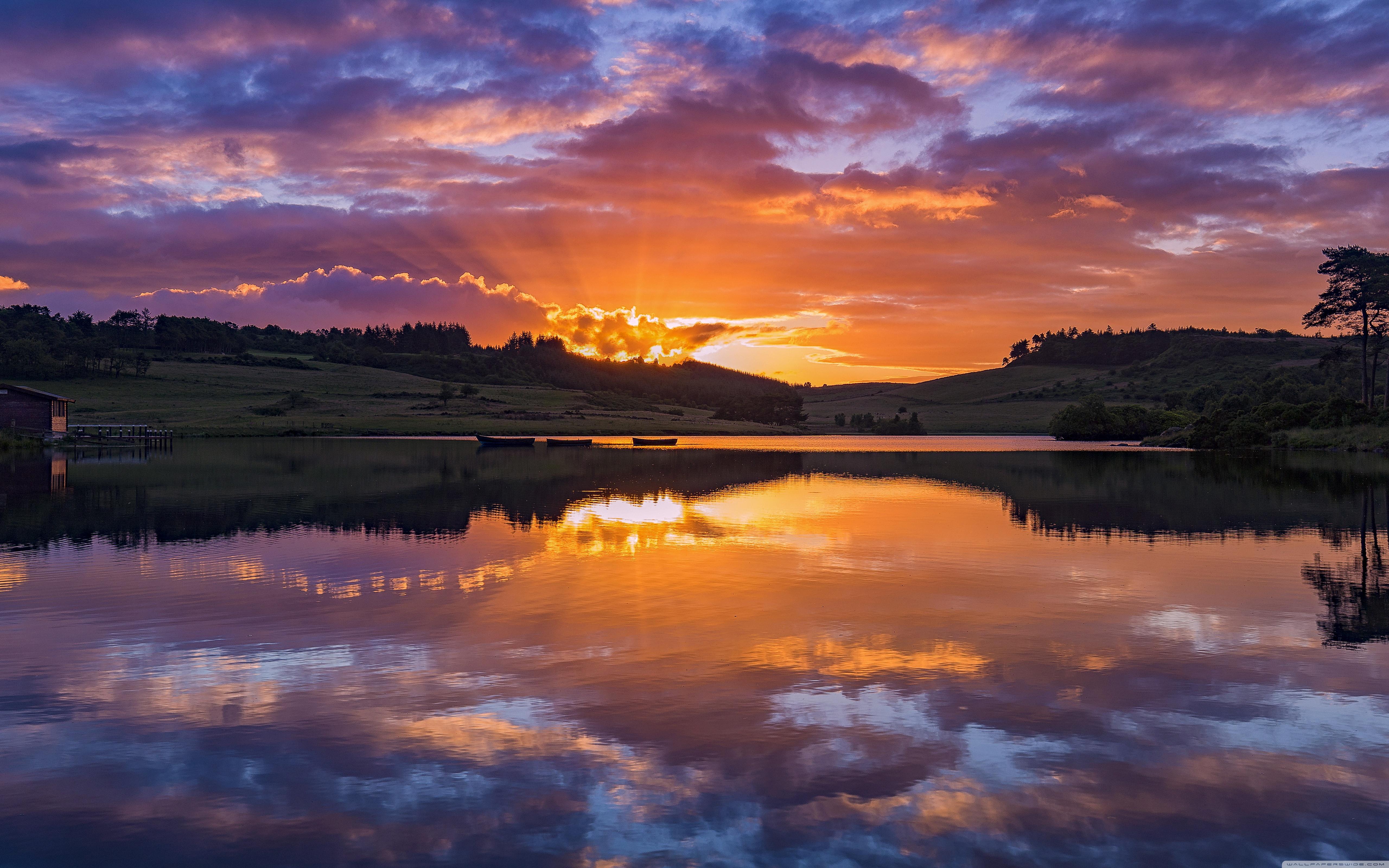5120x3200 Sunset Lake Wallpaper
