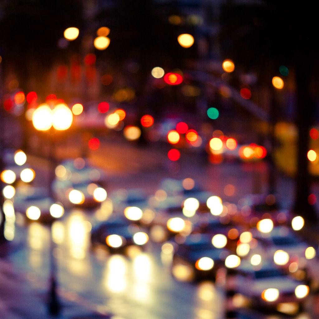 1024x1024 Blurry Street Lights. iPad Wallpaper .