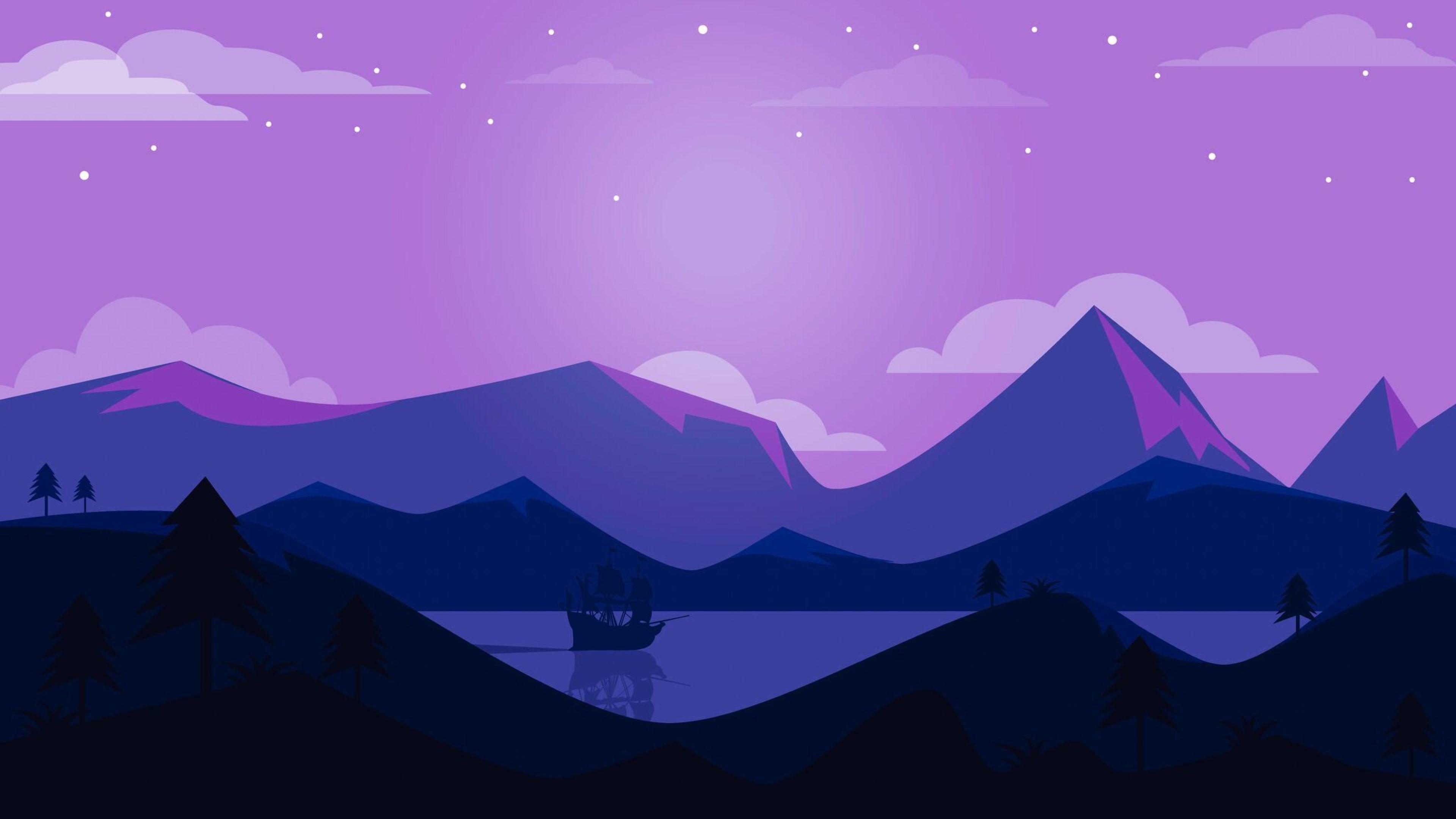 3840x2160 Minimal Ship Artwork Purple .
