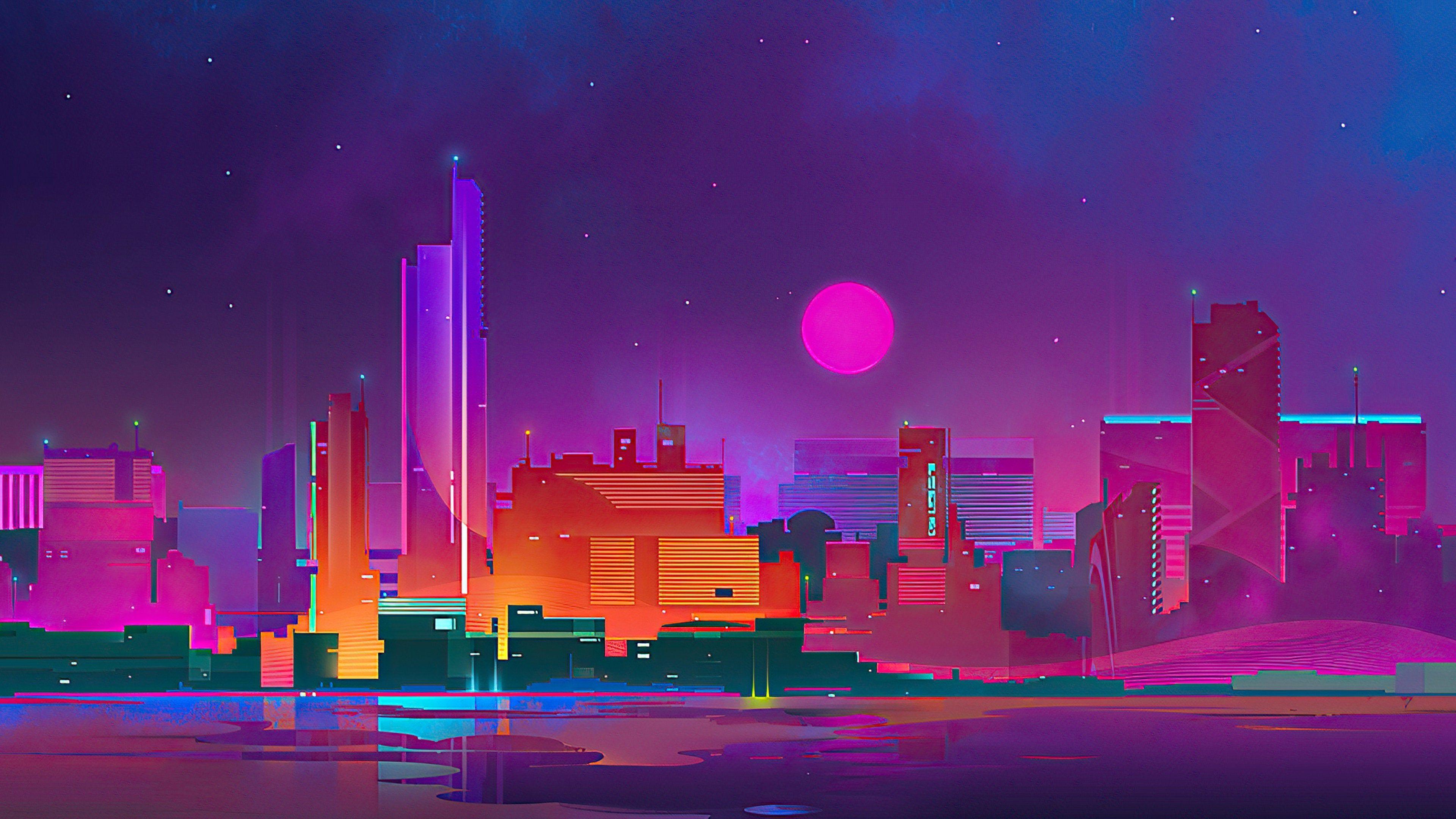 3840x2160 Purple City 4K [3840x2160] :