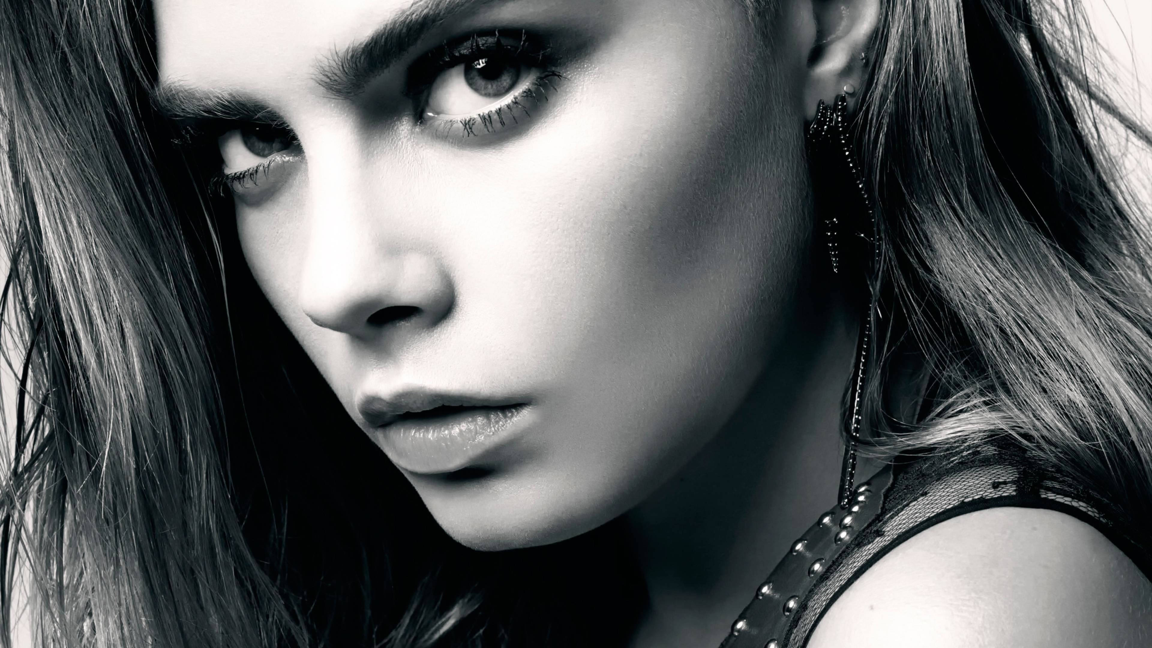 3840x2160 Hot Cara Delevingne Black and .