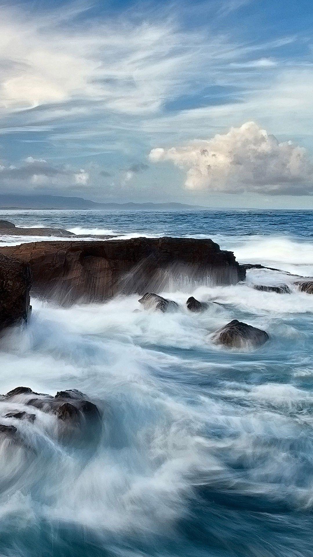 Hình nền iPhone 6 plus 1080x1920 Wonderful Ocean - đá, bầu trời, mây.  2014