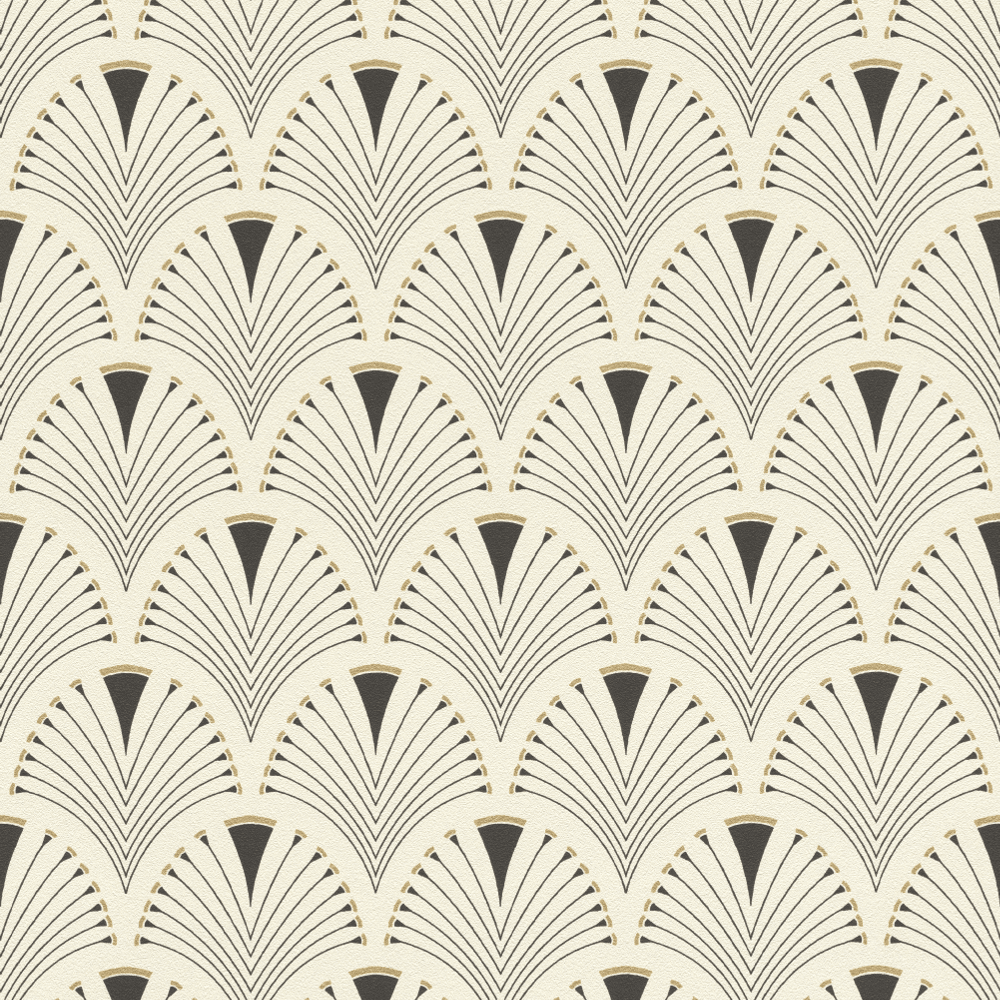 1000x1000 Rasch Art Deco Fan Black Metallic Gold .iwantwallpaper.co.uk · In stock