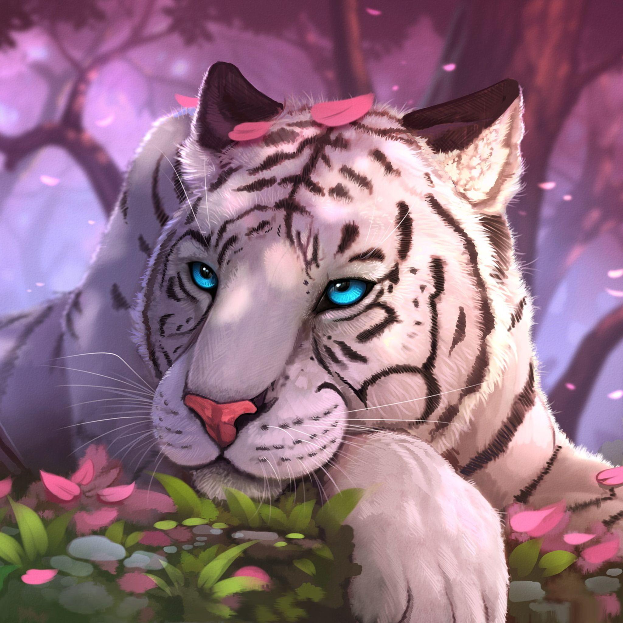 2048x2048 Fantasy White Tiger Wallpaper .itl.cat