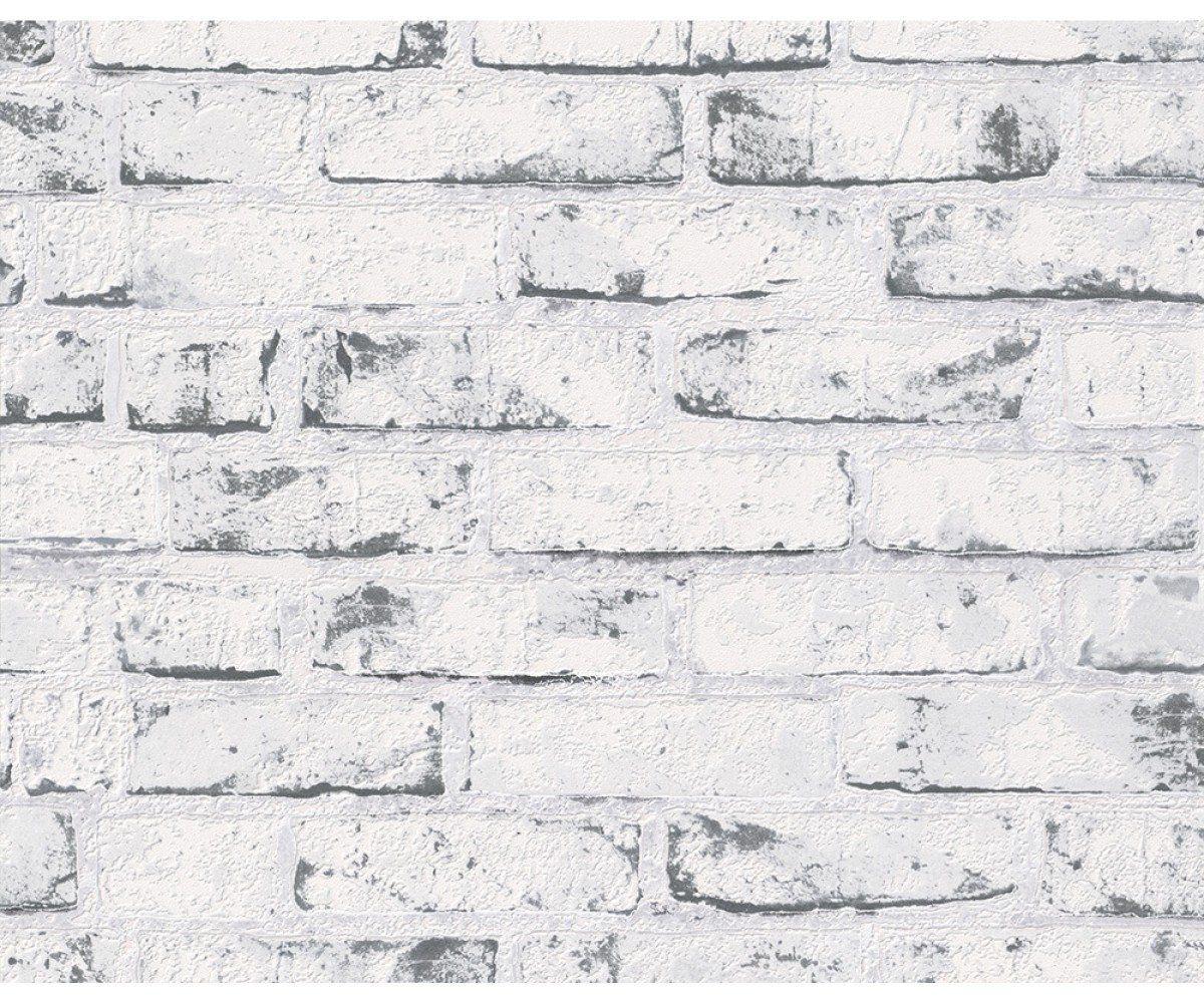 1200x1000 Distressed Brick Wallpaper in Grey design