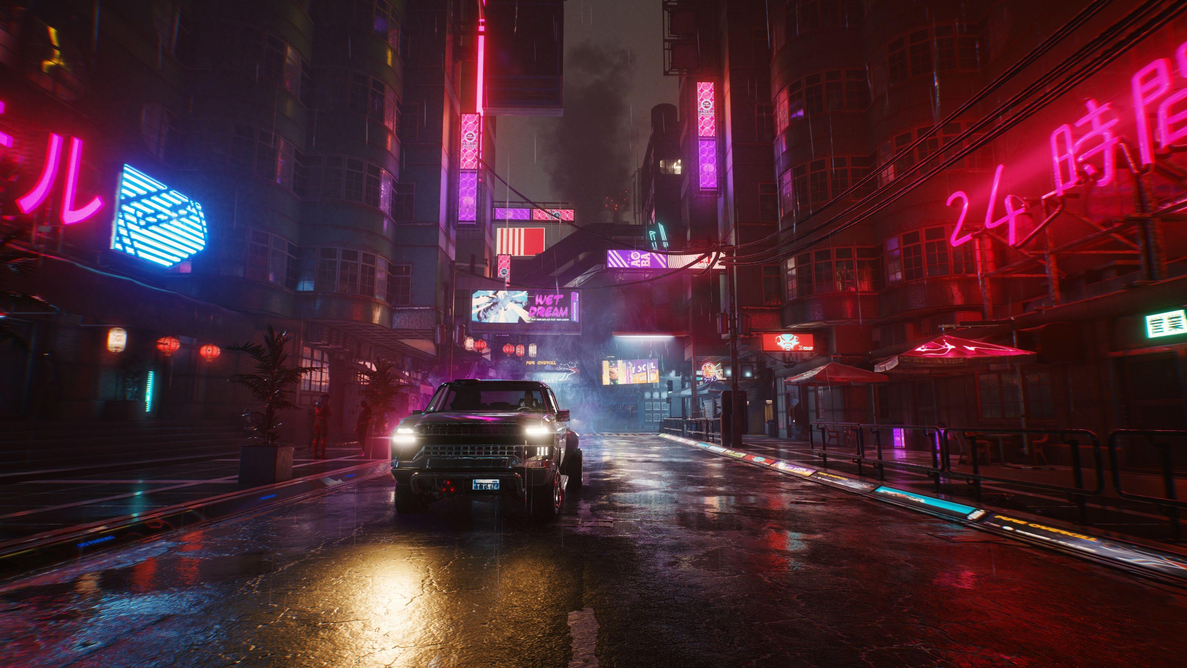 3840x2160 Cyberpunk Street Neon Night Lights 4k .