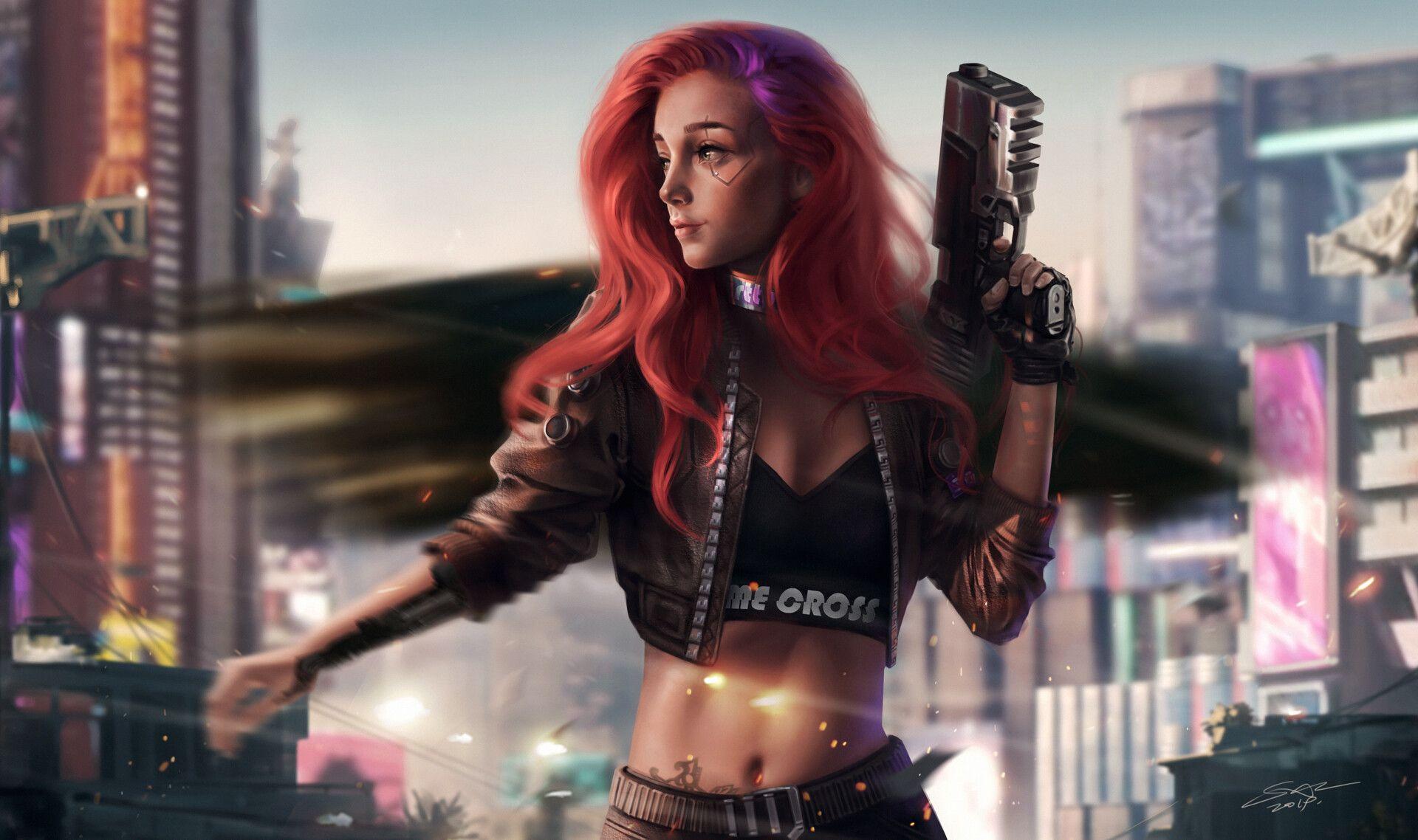 1920x1138 Cyberpunk Futuristic, Girl .