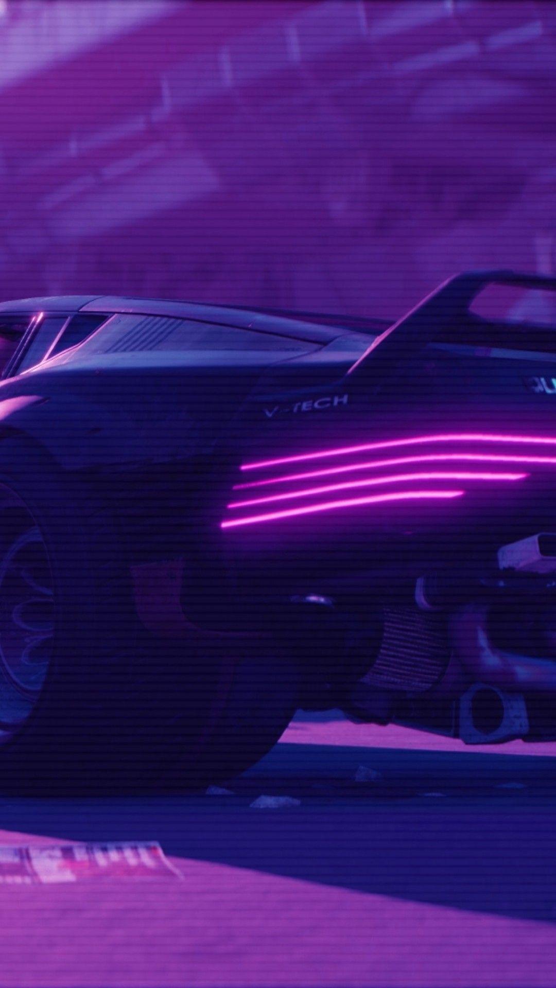 1080x1920 Cyberpunk Sci Fi Games, Synthwave, Retro Car 2077 Wallpaper IPhone