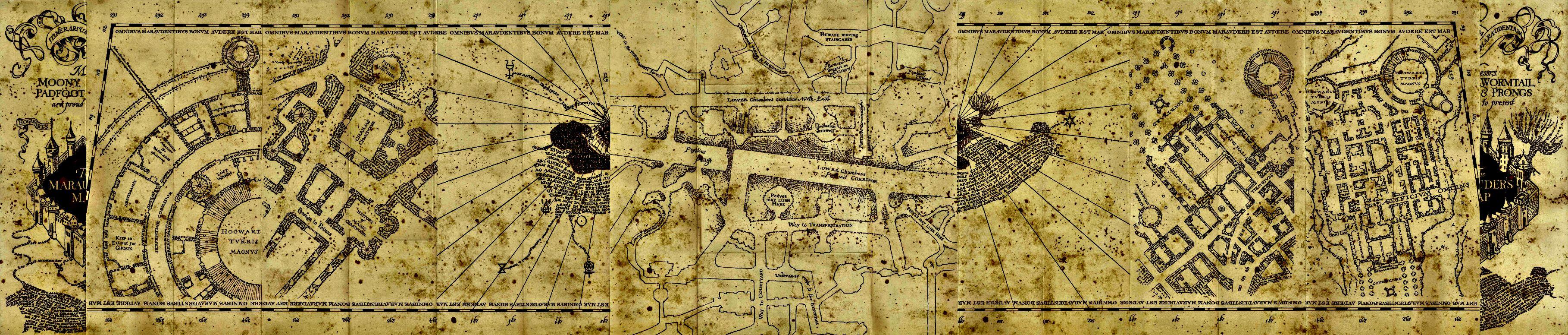 3637x776 Marauder's Map Wallpaper Group Wallpaper