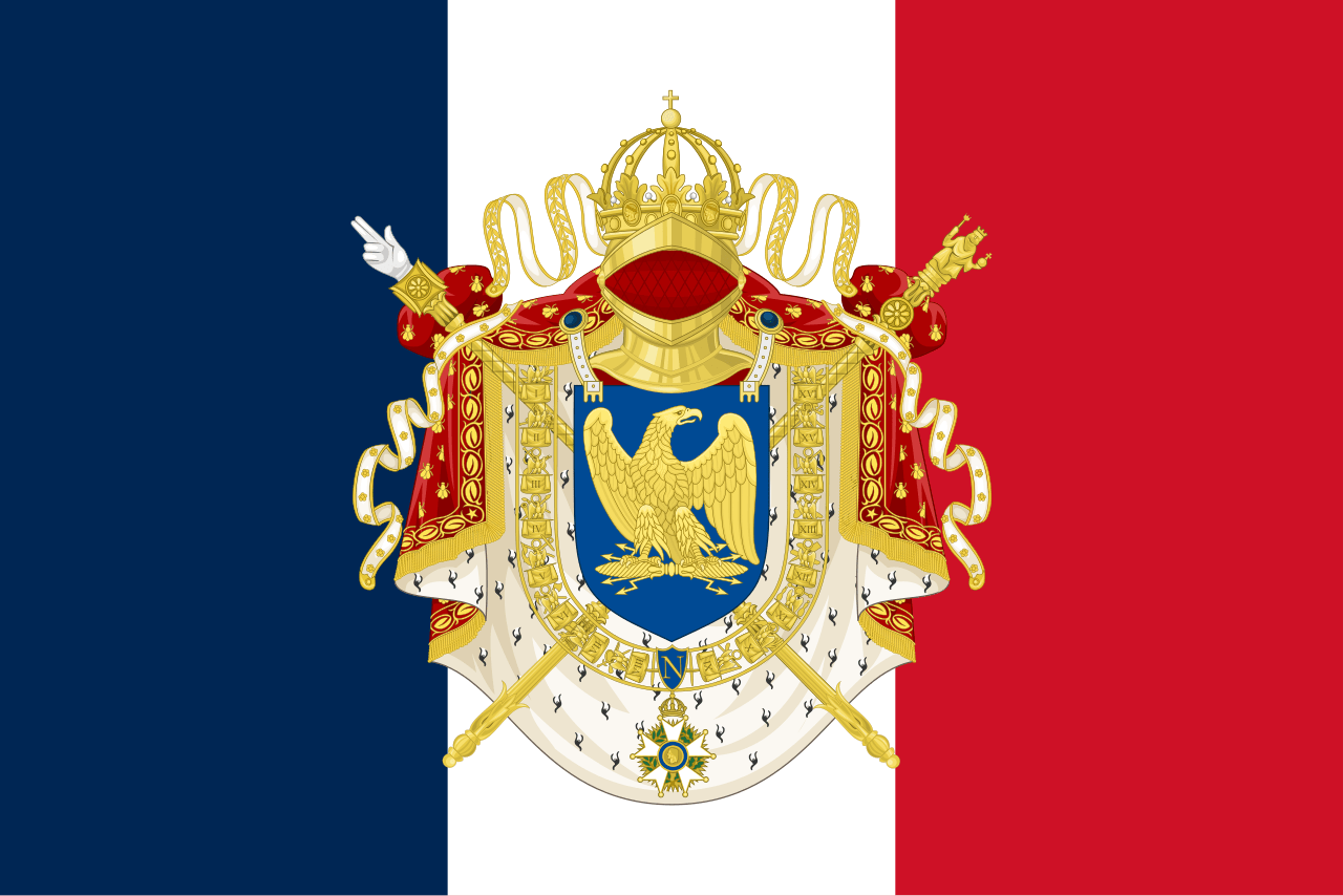 1280x854 Flag of the First French Empire (with coat of arms).svg