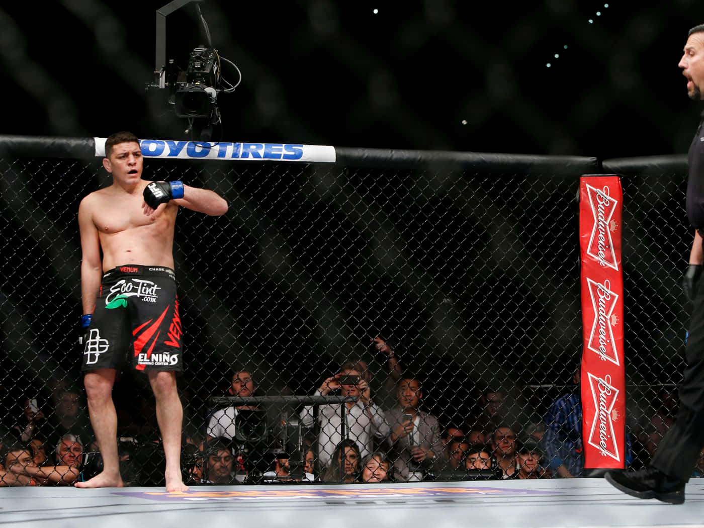 1400x1050 Download Nick Diaz On The Platform Within The Cage Wallpaper
