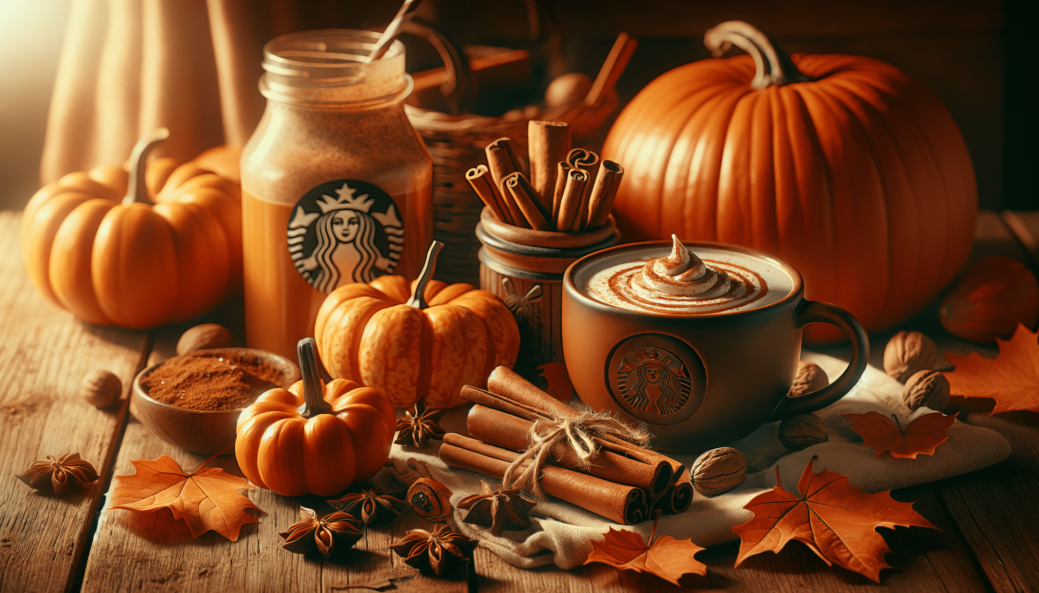 3584x2048 Autumn Pumpkin Spice Latte HD Wallpaper