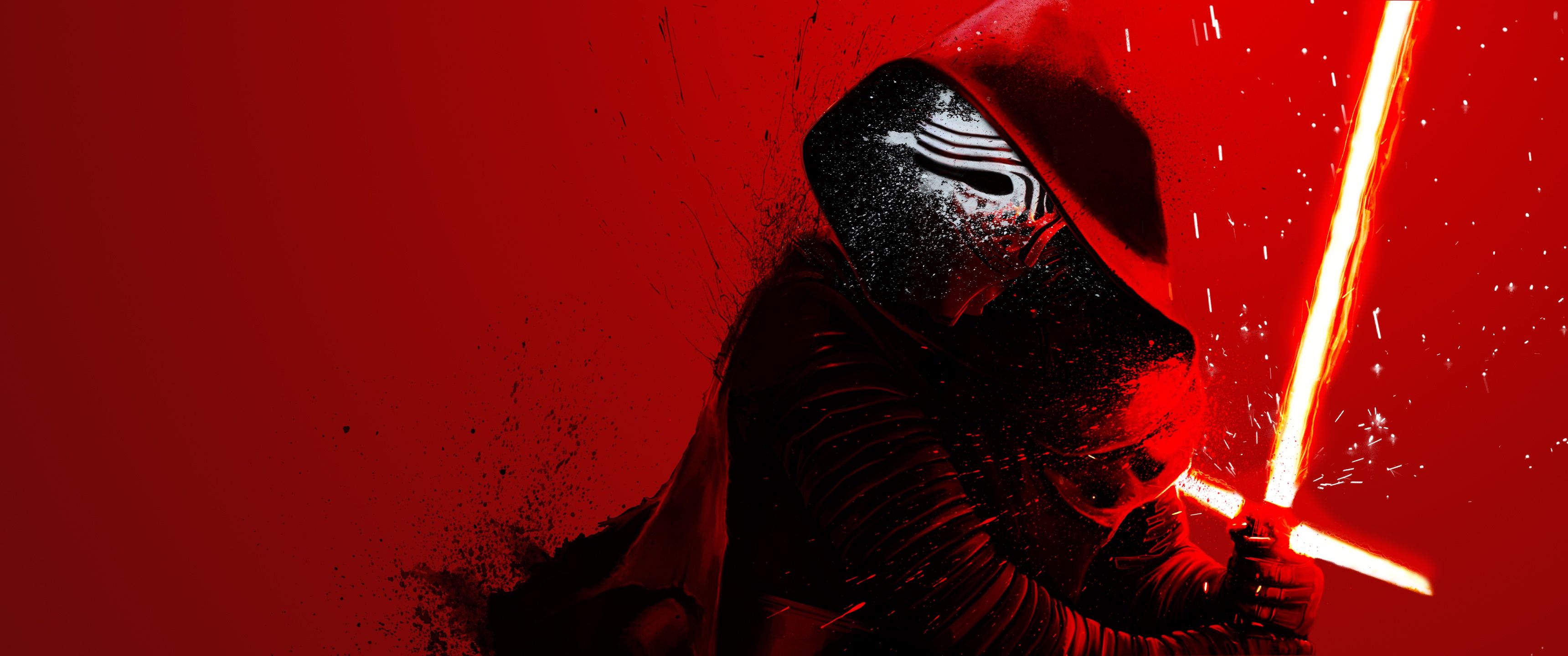 3440x1440 Wallpaper fantasy, film, dark side of the force, lightsaber, Star Wars, sci- fi, mask, Kylo Ren for mobile and desktop, section фильмы, resolution 3440x1440