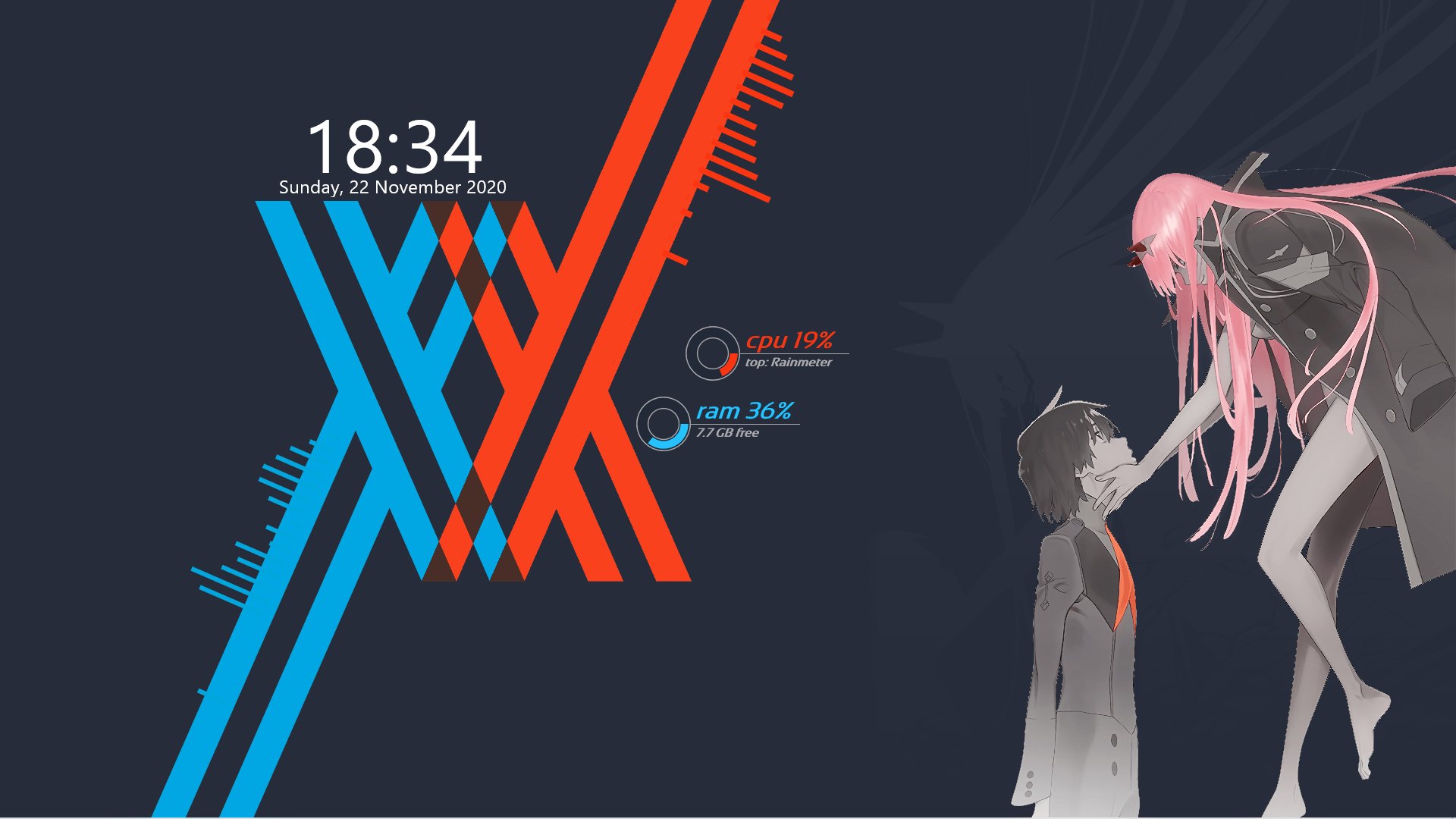 1920x1080 Made A DITF Inspired Desktop (tried To Copy Another Persons Design From A While Back), Was Pre Fun Tinkering With The Codes And Stuff! (this Is The Original R Rainmeter Comments 82dpjz Darling_in_the_franxx_setup ) : R