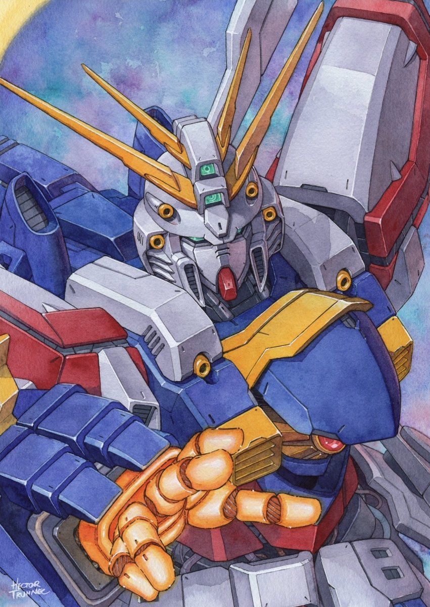 851x1200 God Gundam watercolor commission Prints: - #gundam #watercolor #mecha #gunpla #anime #manga #mech #illustration