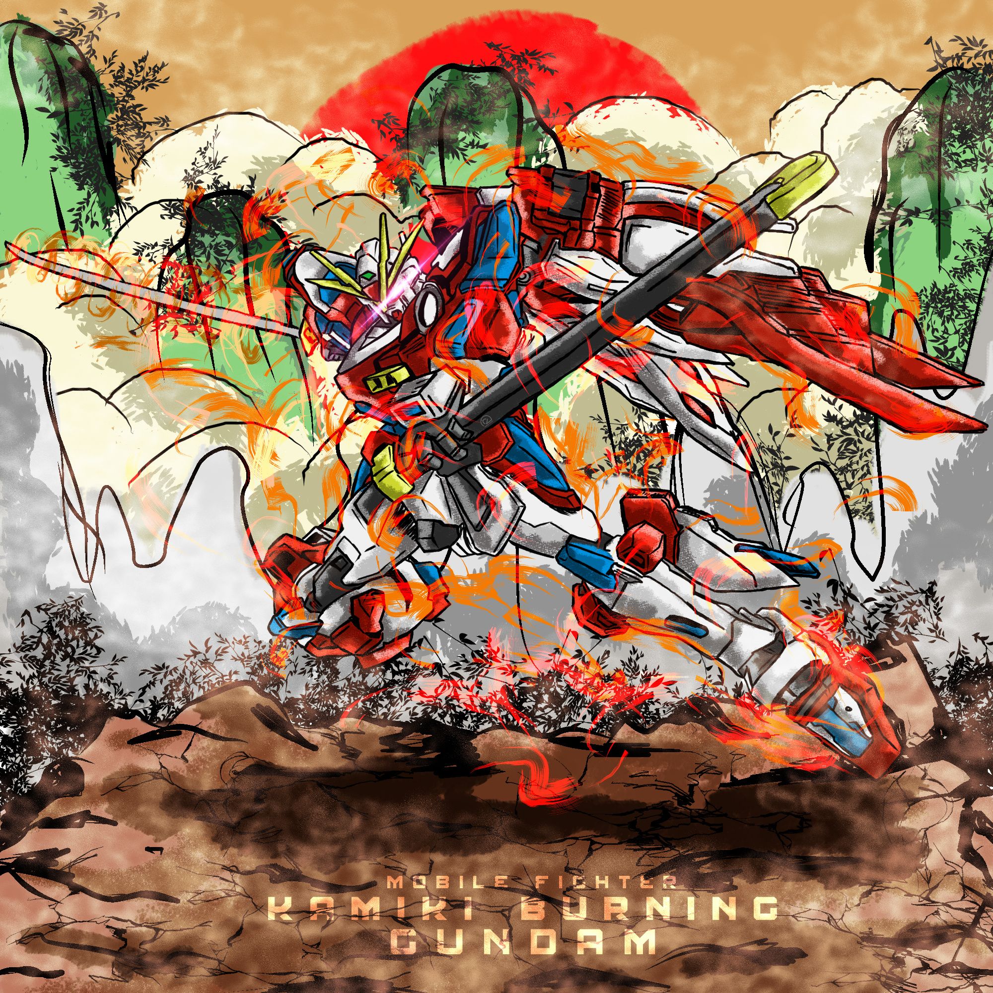 2000x2000 Burning Gundam RG Burning (God) Gundam