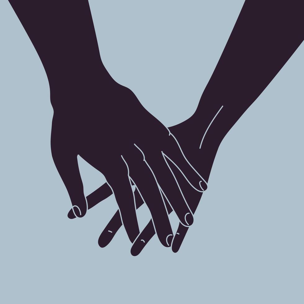 980x980 Hand touching hand. Hand holding other hand. Couple. Vector illustration