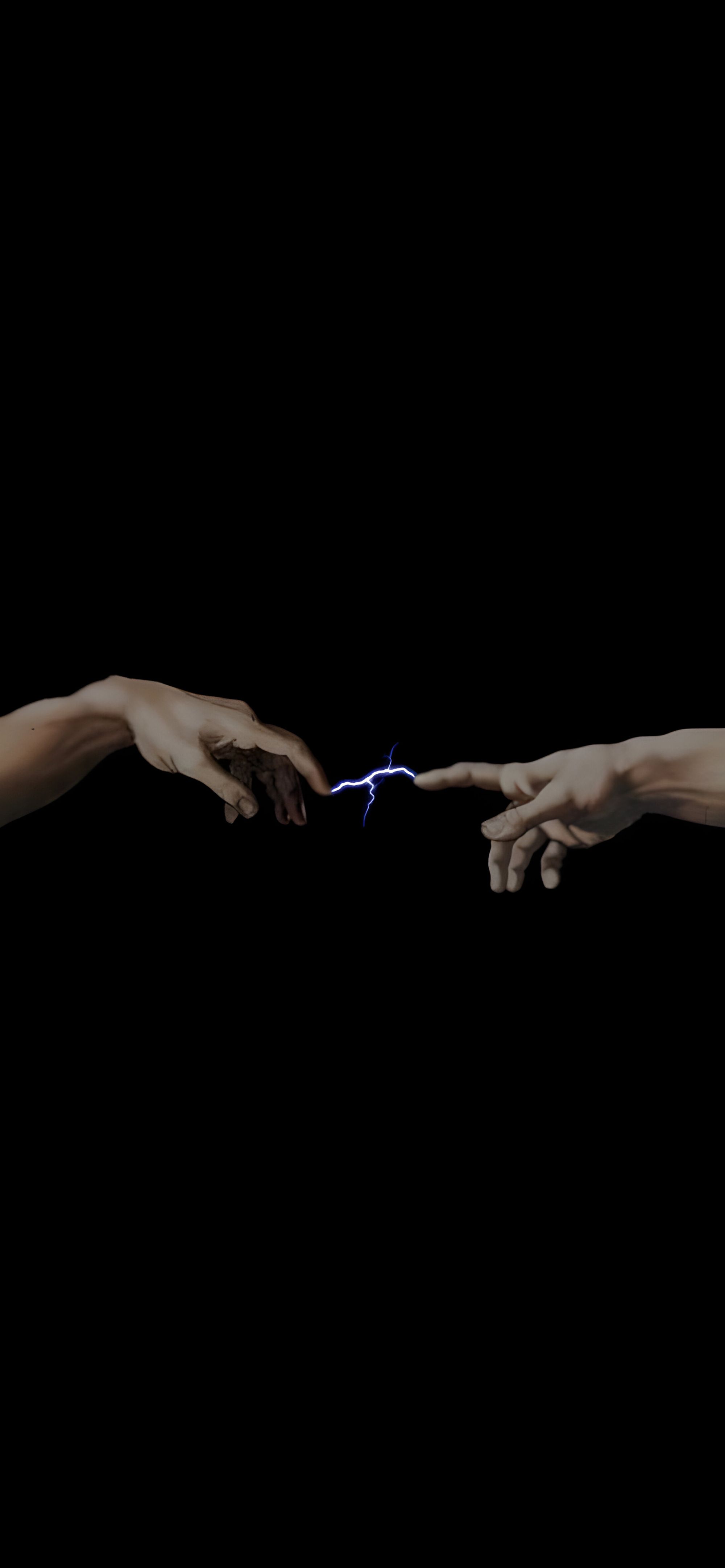 2000x4329 Electric Touch Creation Hands Wallpaper Art Wallpaper HD
