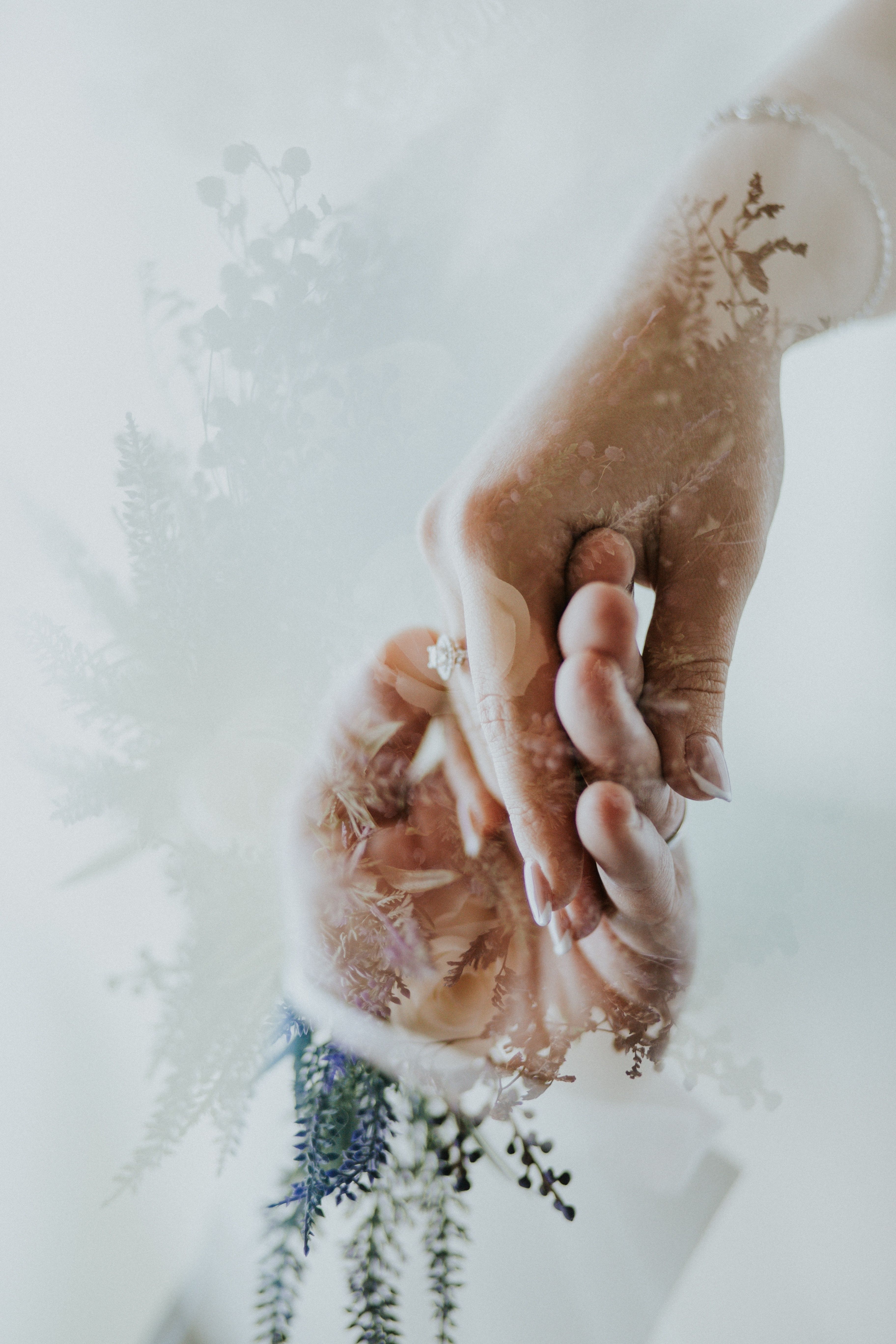 3648x5472 Phone wallpaper: Wedding, Hands, Touch, Double Exposition, Tenderness, Miscellanea, Miscellaneous, Touching 132625