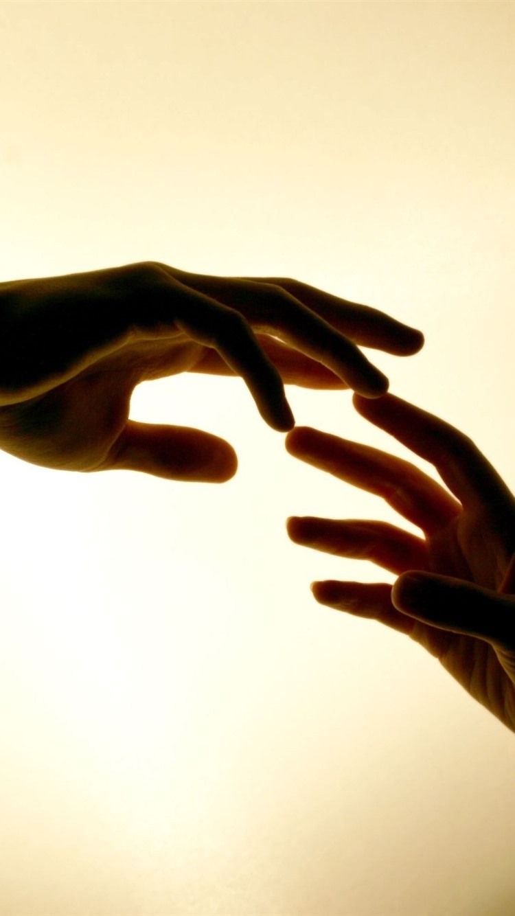 750x1334 Wallpaper Two hands, touch, glare 2560x1600 Picture, Image