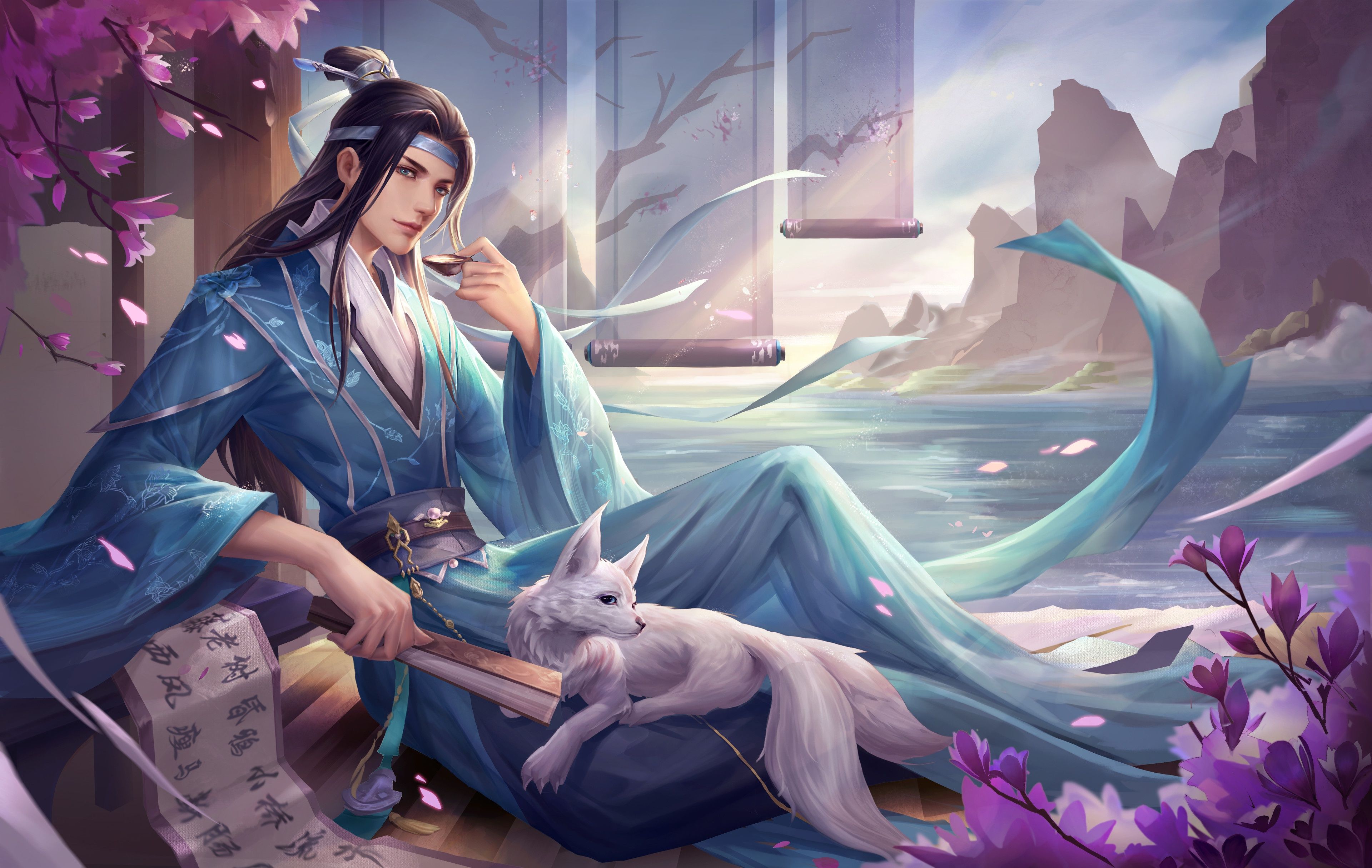 3840x2431 Download Asian Fox Fantasy Men 4k Ultra HD Wallpaper