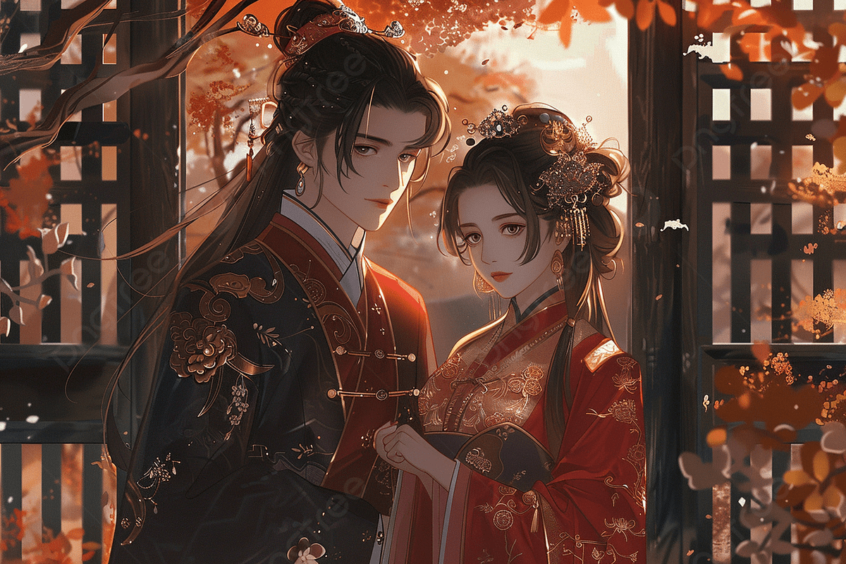 1200x800 Anime Couple In Traditional Chinese Wedding Dress Standing Front Of A Doorway, Chinese, Couple, Background Background Image And Wallpaper for Free Download