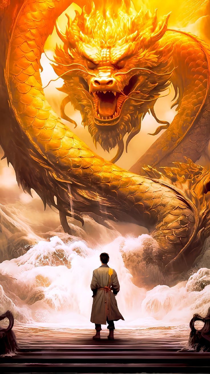 736x1308 Dragon Artwork Fantasy. Yellow dragon picture, Giant chinese dragon, Yellow dragon wallpaper