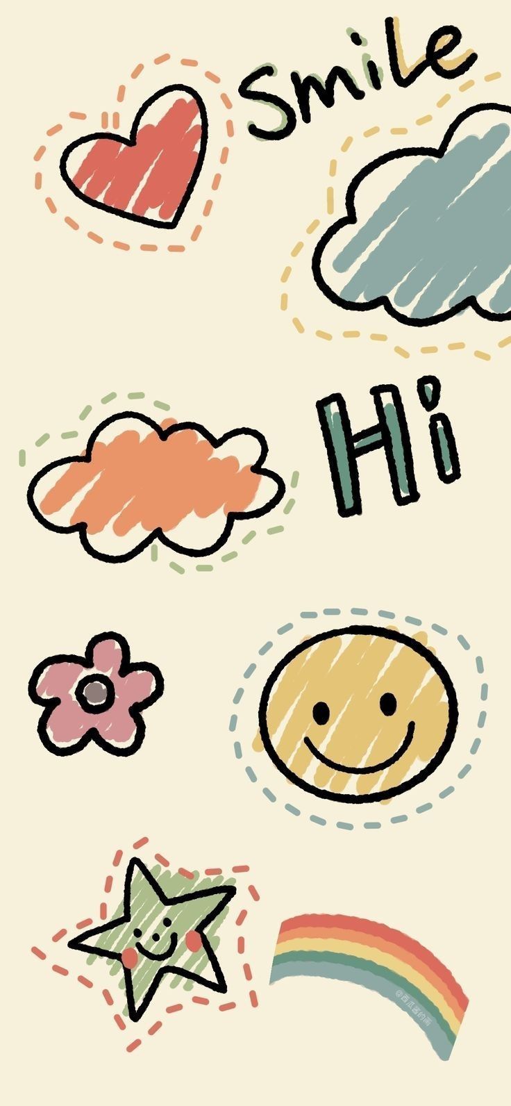 736x1592 Cute Sticker Wallpaper