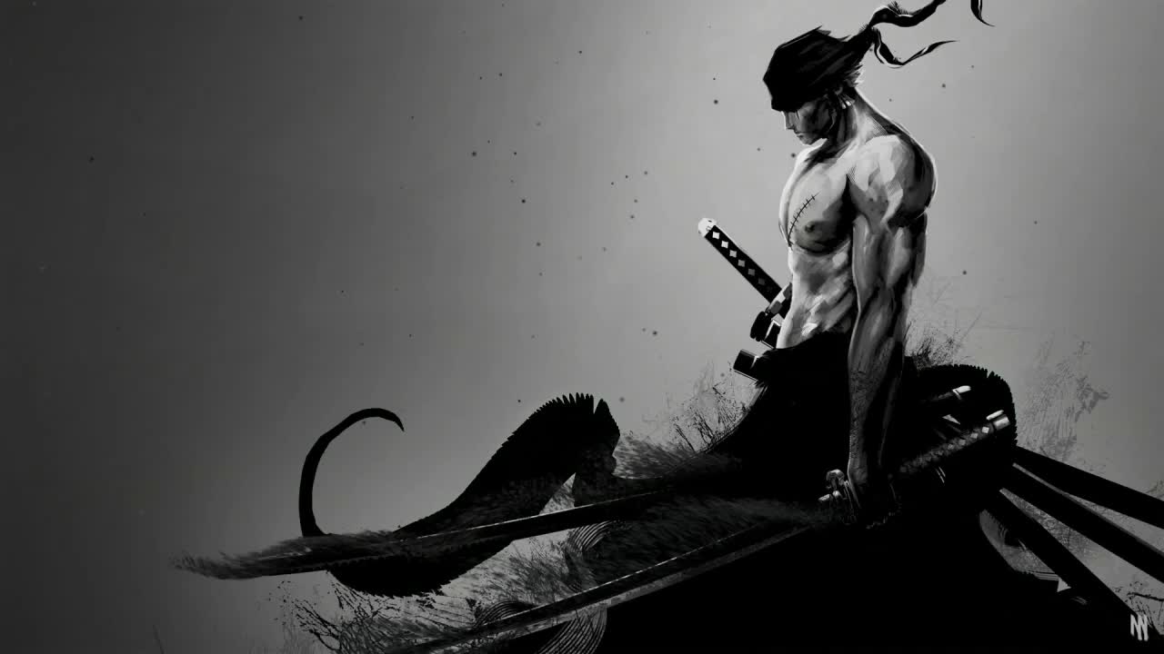 1280x720 Zoro One Piece Black White HD Live Wallpaper For PC Live Wallpaper