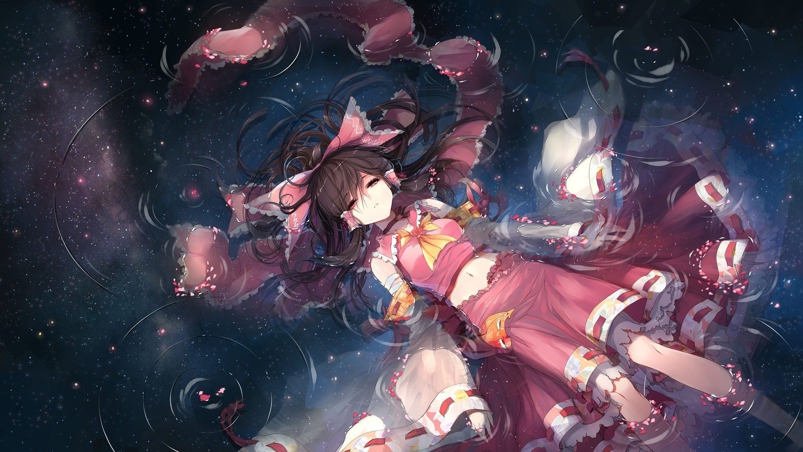 1600x900 anime Girls, Water, Touhou, Hakurei Reimu, Detached Sleeves Wallpaper HD / Desktop and Mobile Background