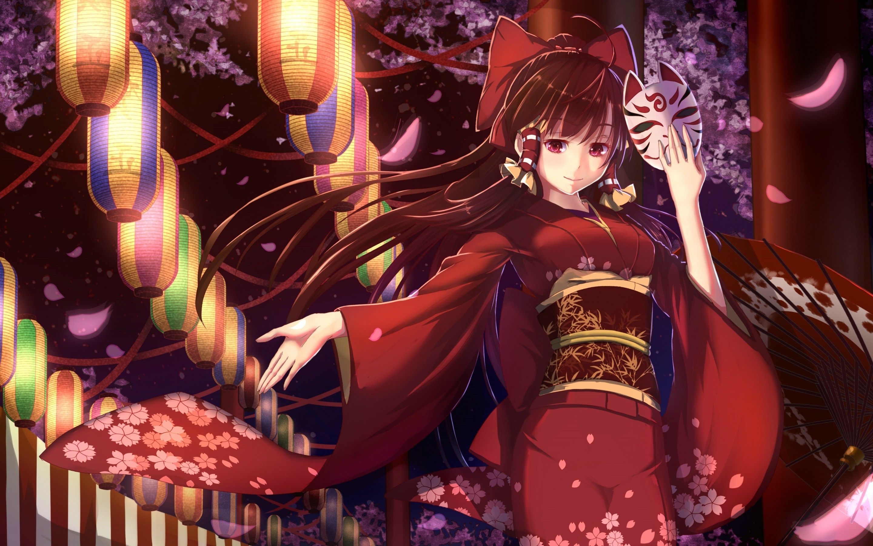 2880x1800 anime, Anime Girls, Kimono, Hakurei Reimu, Touhou Wallpaper HD / Desktop and Mobile Background