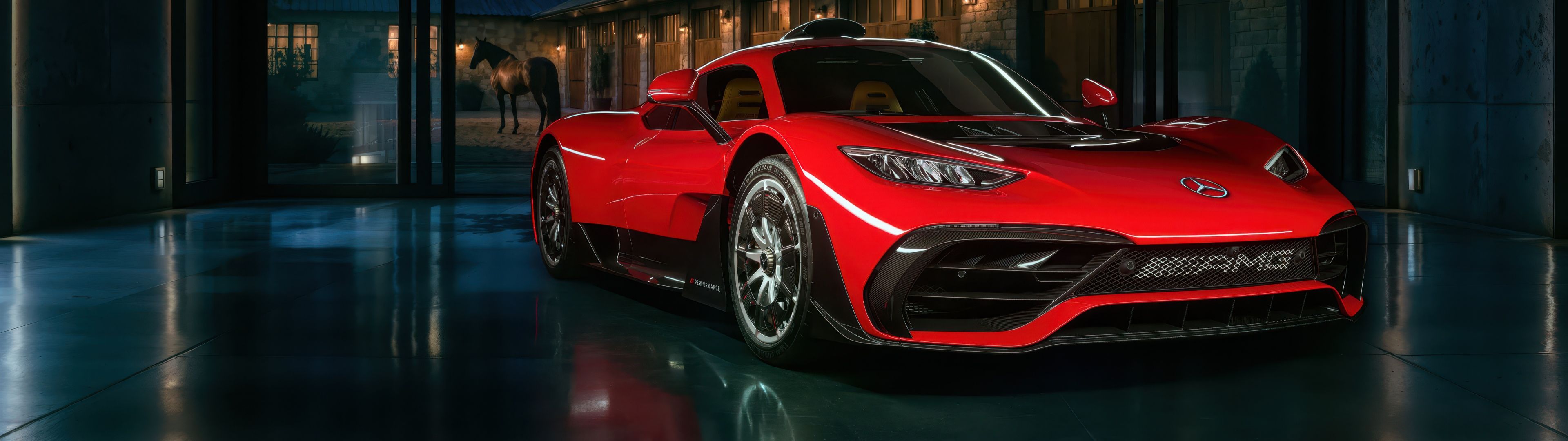 3840x1080 Mercedes AMG ONE Wallpaper 4K, Red Cars, Plug In Hybrid