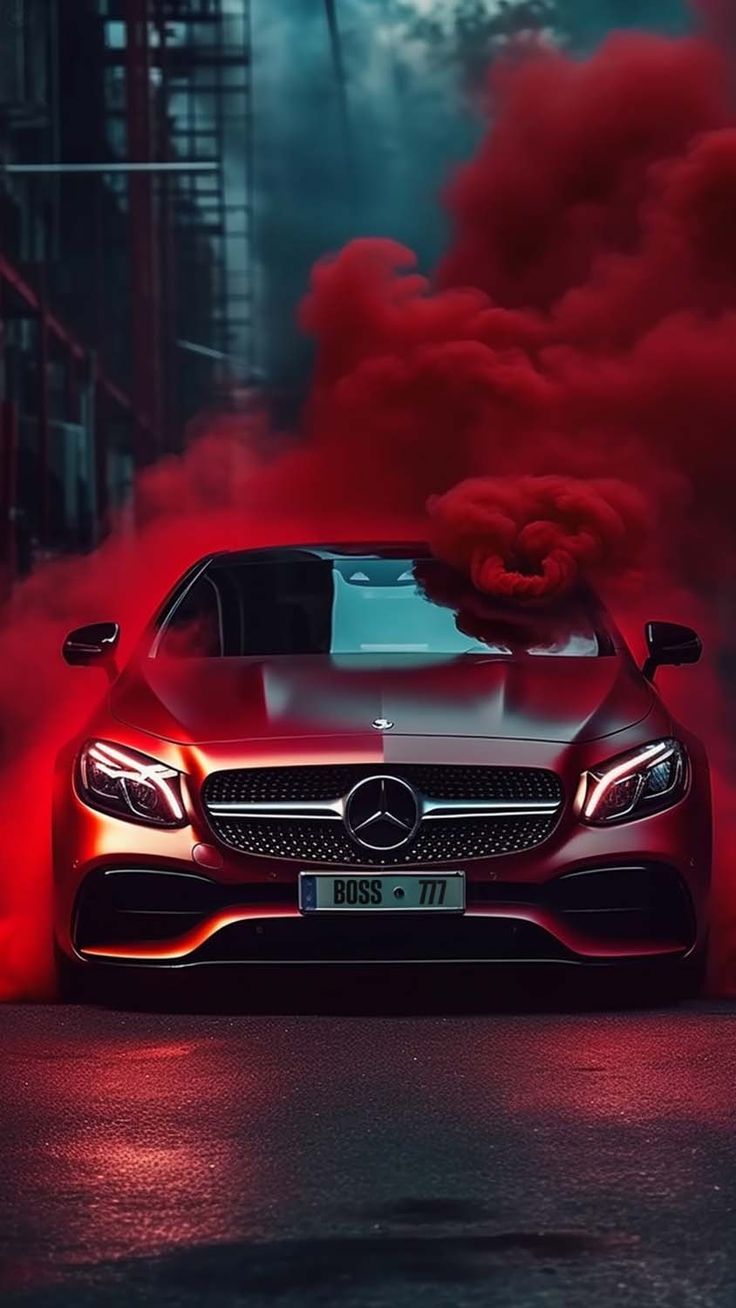 736x1308 Car ideas. black amg sports car on red background, red car wallpaper 4k, red car with neon lights