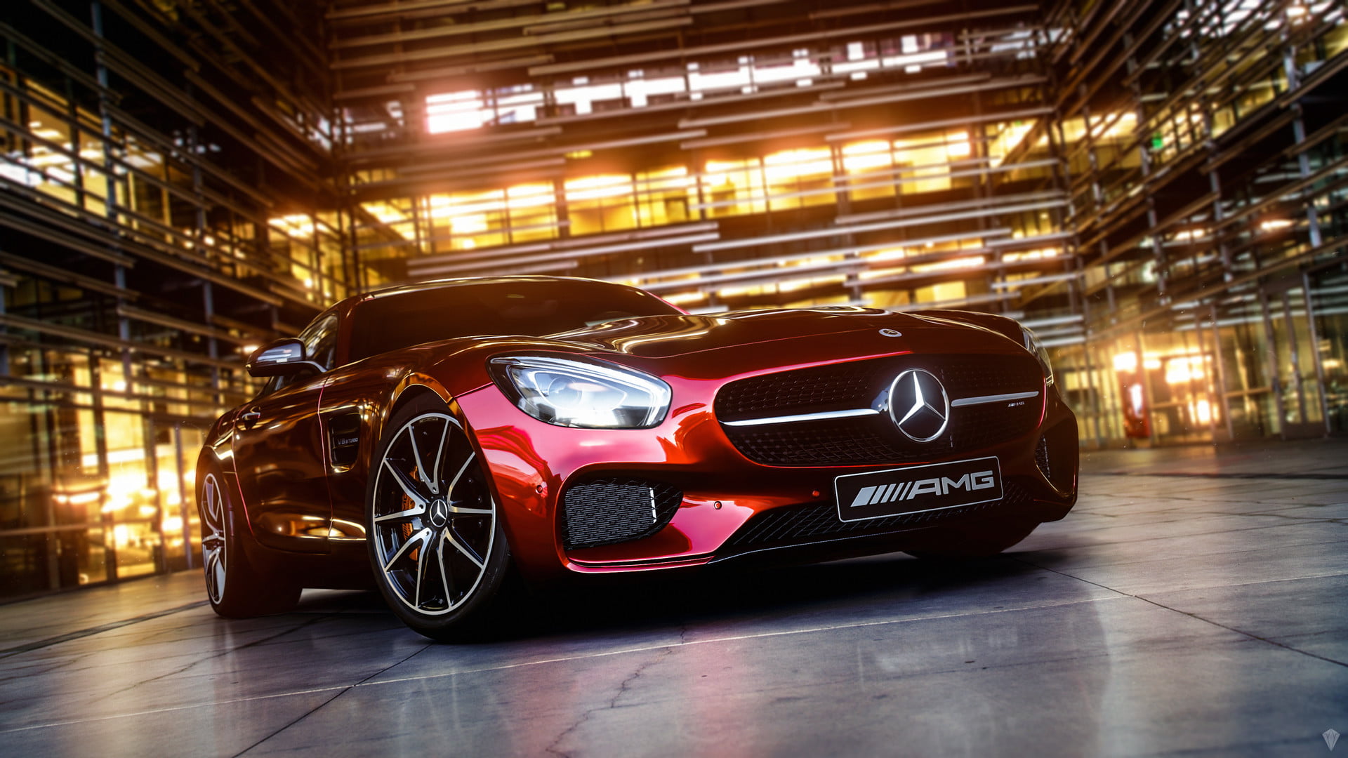 1920x1080 Red Mercedes Benz Coupe, Mercedes Benz, Mercedes AMG, Car, Reflection HD Wallpaper