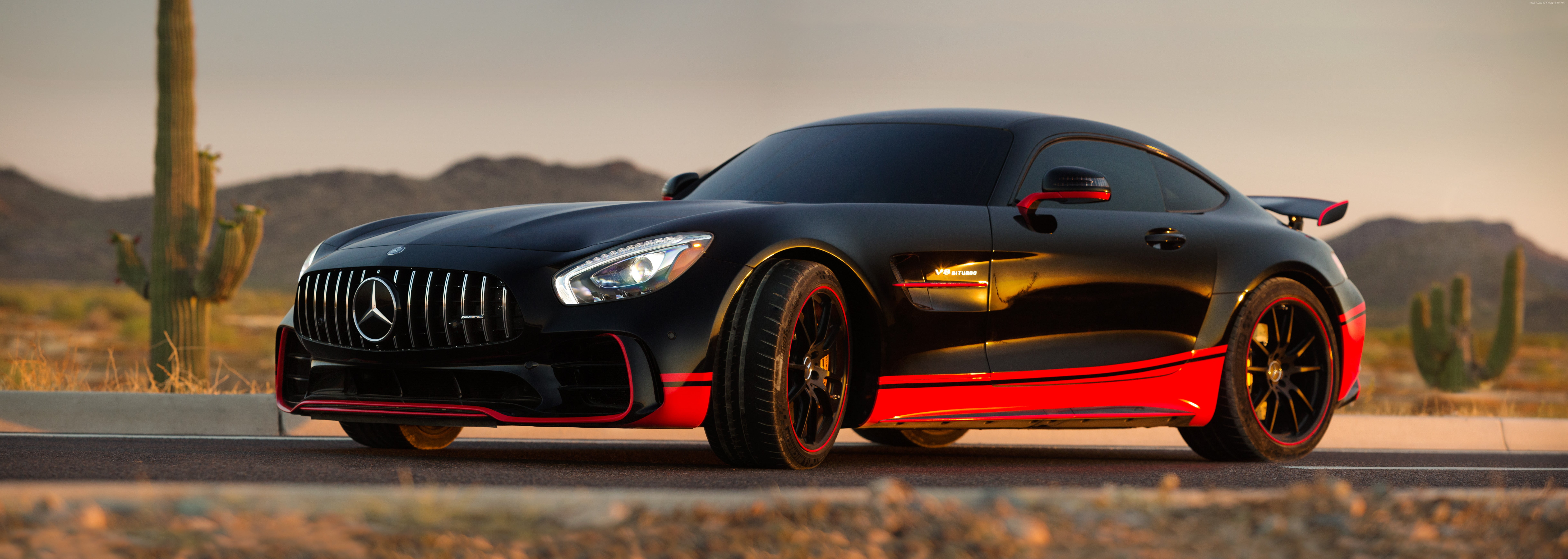 9748x3477 Shallow Focus Photography Of Red And Black Mercedes Benz Coupe HD Wallpaper