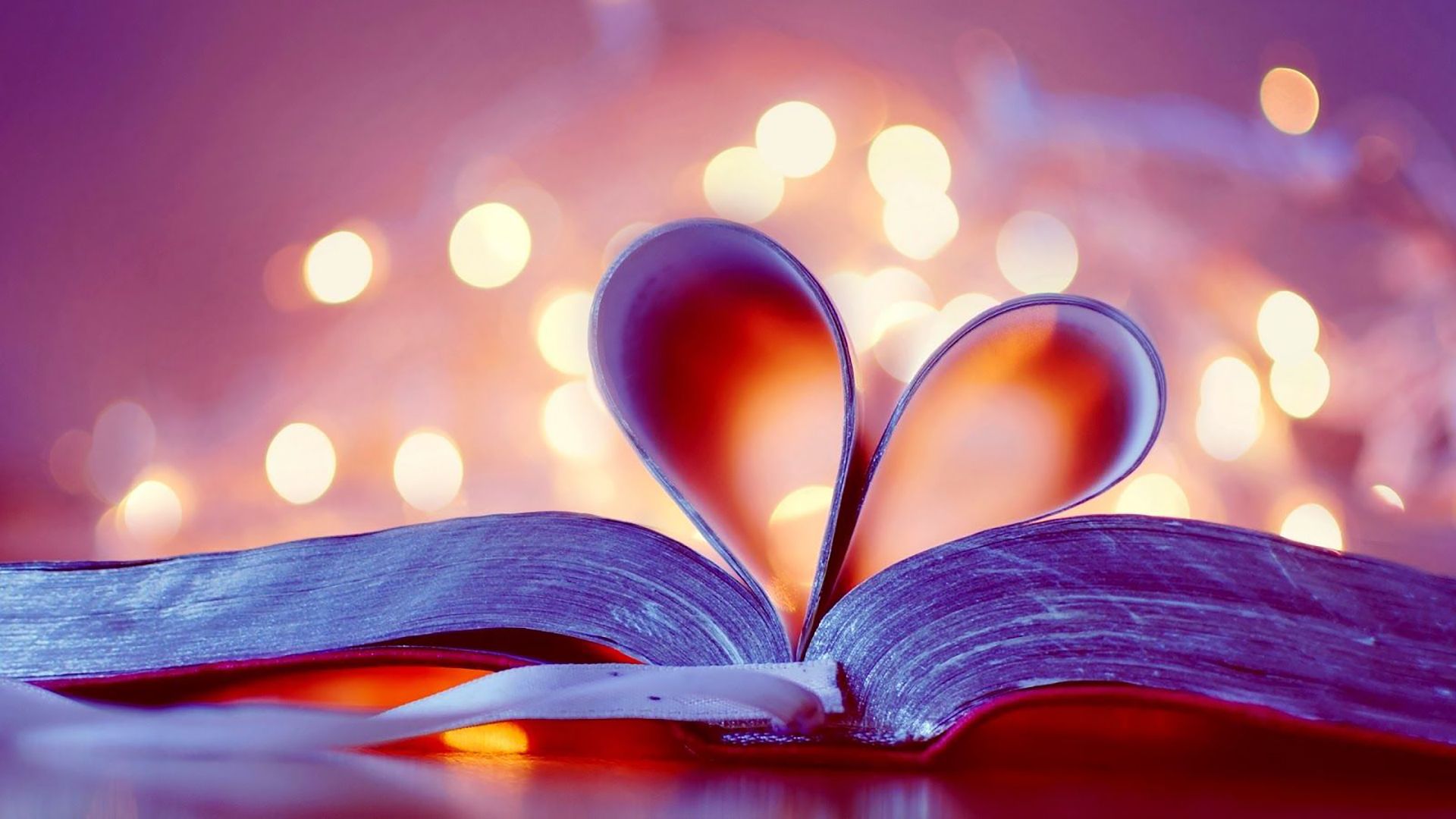 1920x1080 Heart Symbol In Book Pages HD Valentine's Day Wallpaper