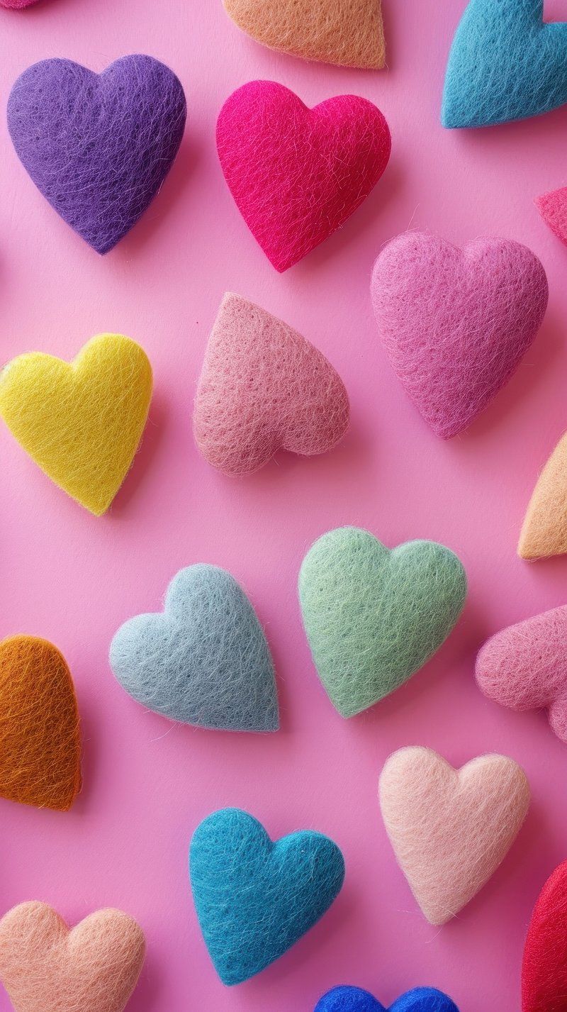 800x1427 Wallpaper felt heart background confectionery