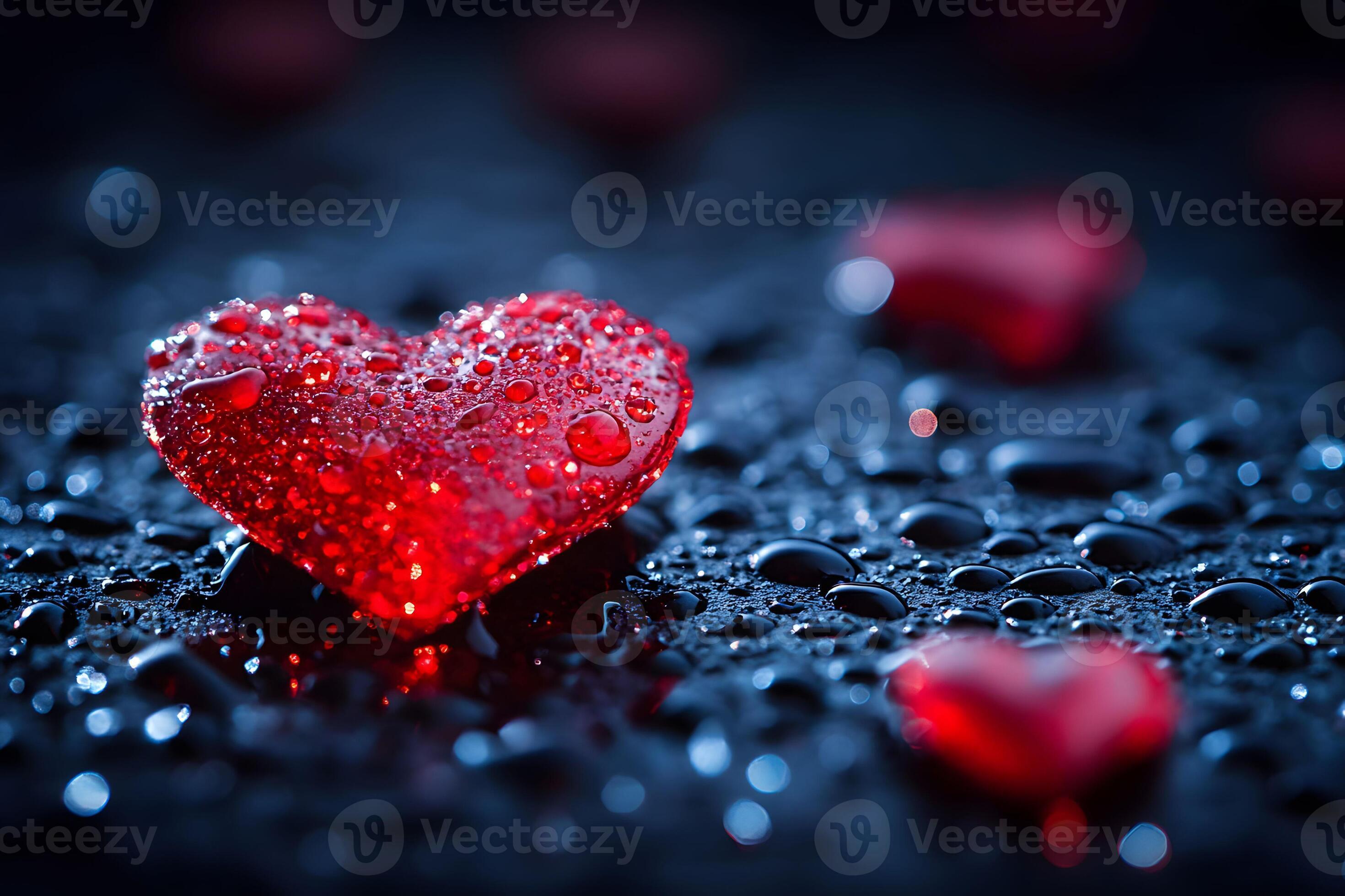 2940x1960 Romantic Heart Symbol on Wet Surface for Valentine's Day Design